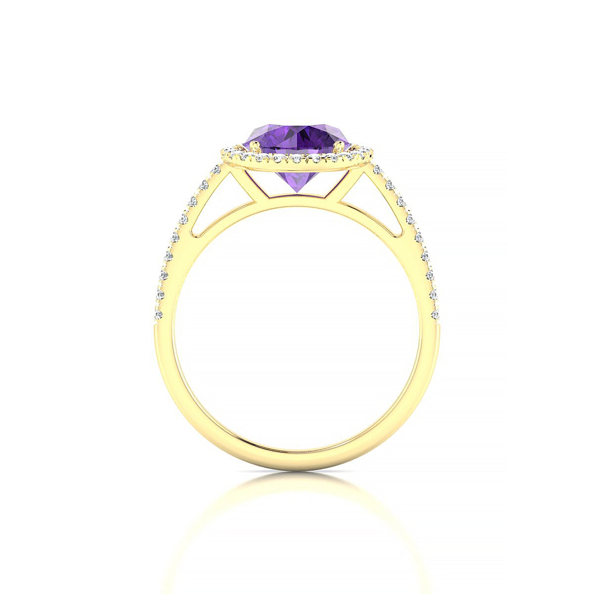 Sunrise | 18k Yellow Gold 8 mm Round Amethyst Ring