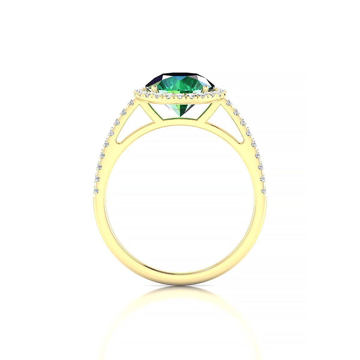 Sunrise | 18k Yellow Gold 8 mm Round Emerald Ring
