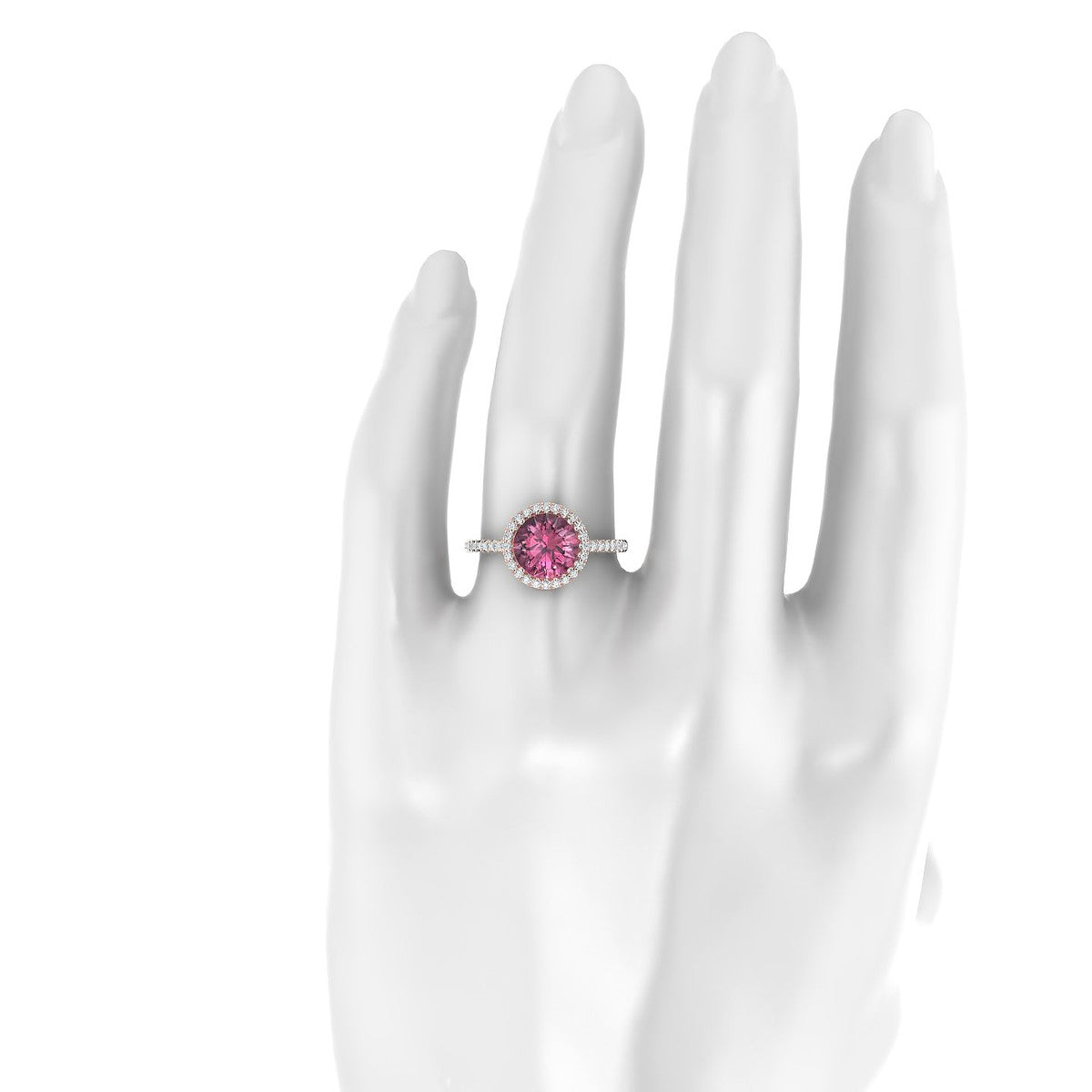 Sunrise | 18k Rose Gold 8 mm Round Rhodolite Ring