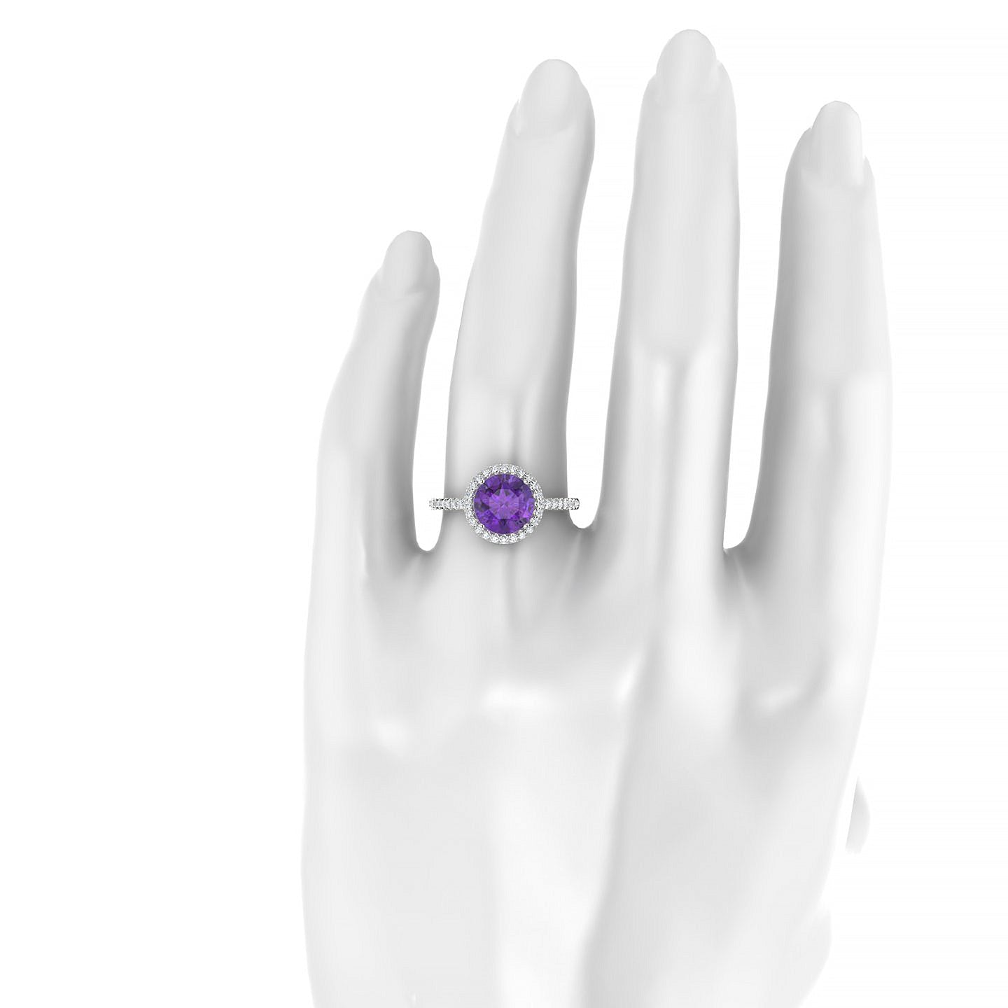 Sunrise | 18k White Gold 8 mm Round Amethyst Ring