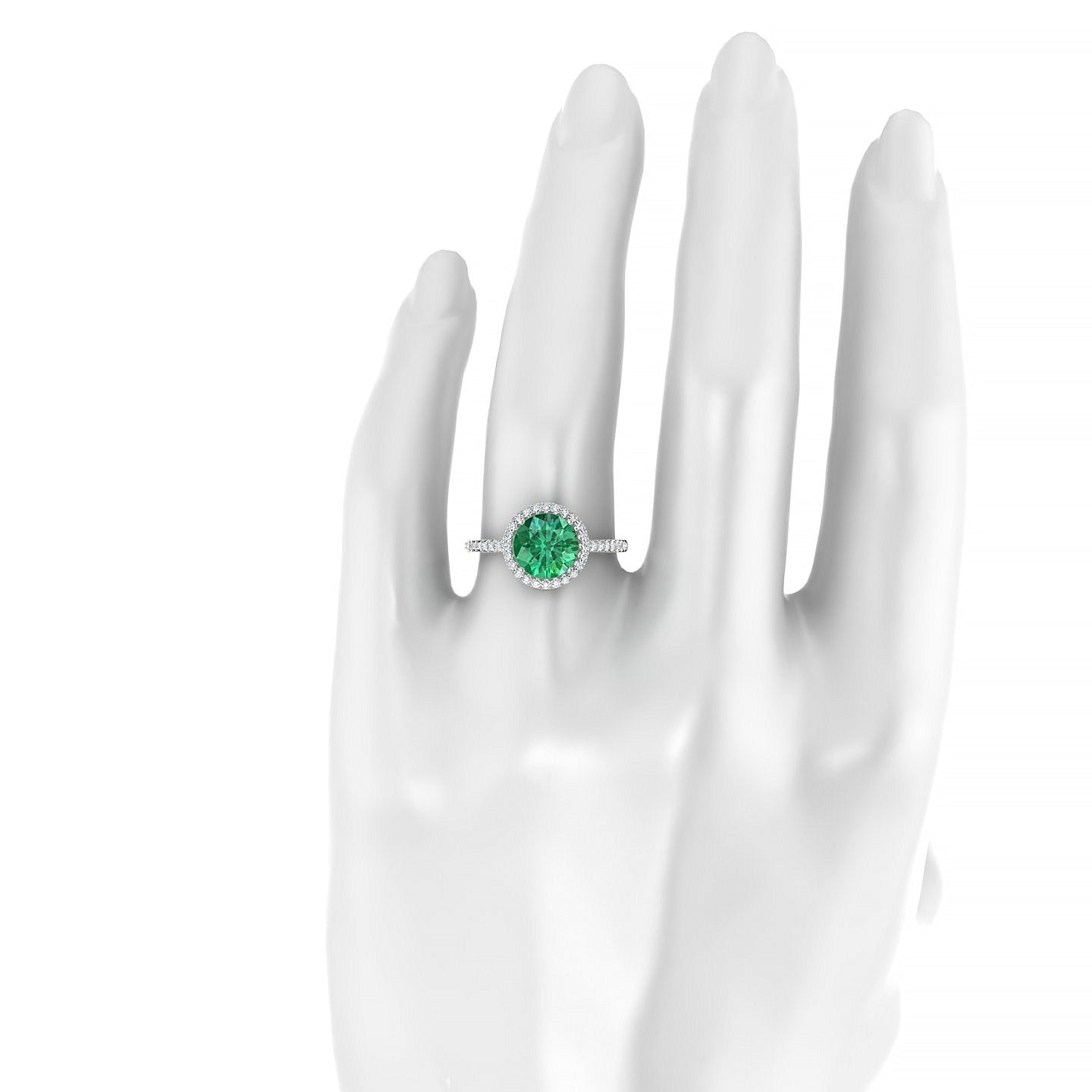 Sunrise | 18k White Gold 8 mm Round Emerald Ring