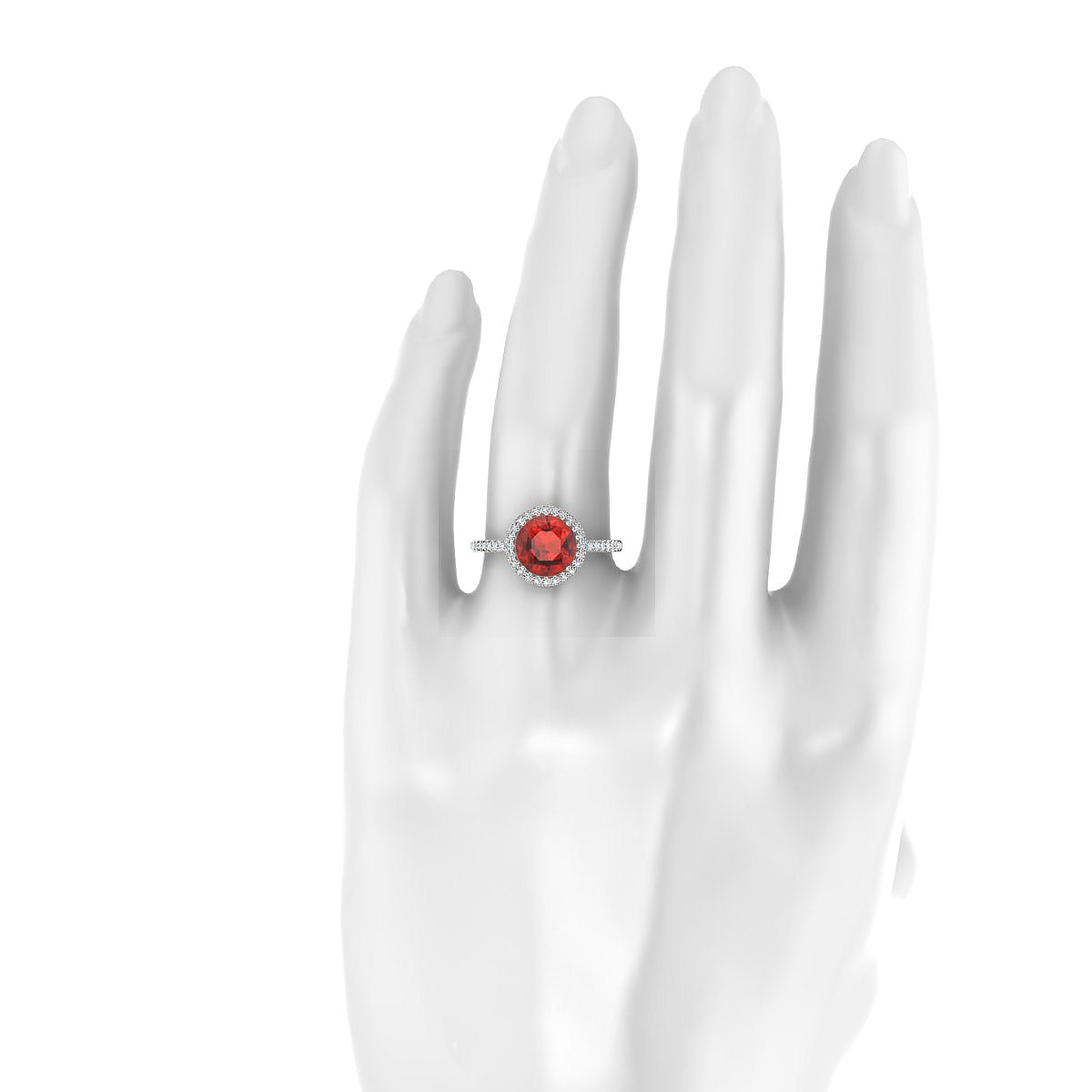Sunrise | 18k White Gold 8 mm Round Garnet Ring