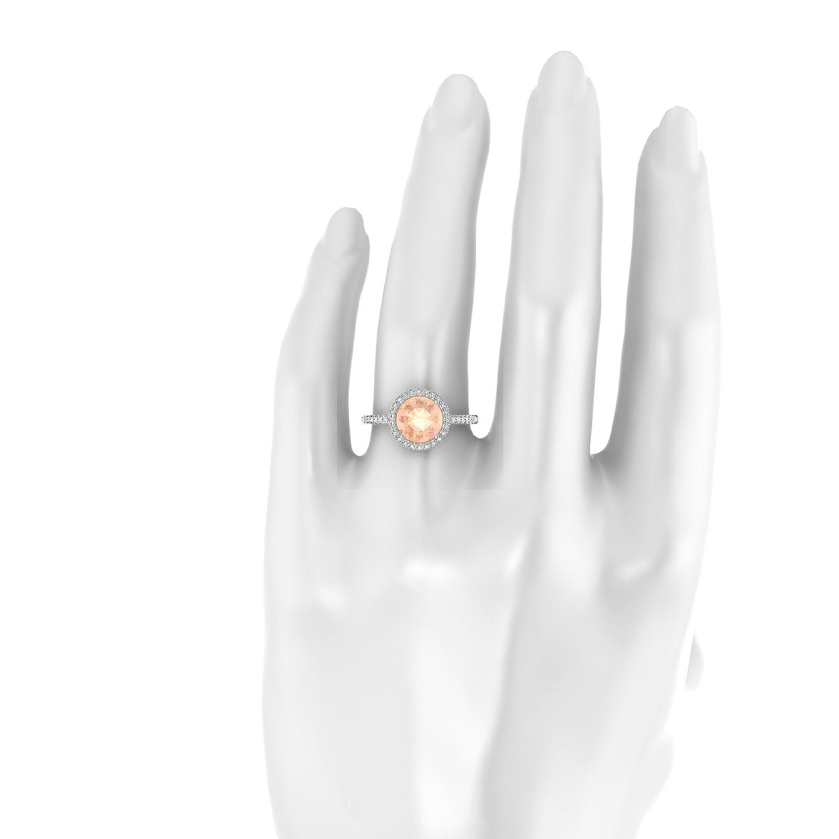 Sunrise | 18k White Gold 8 mm Round Morganite Ring