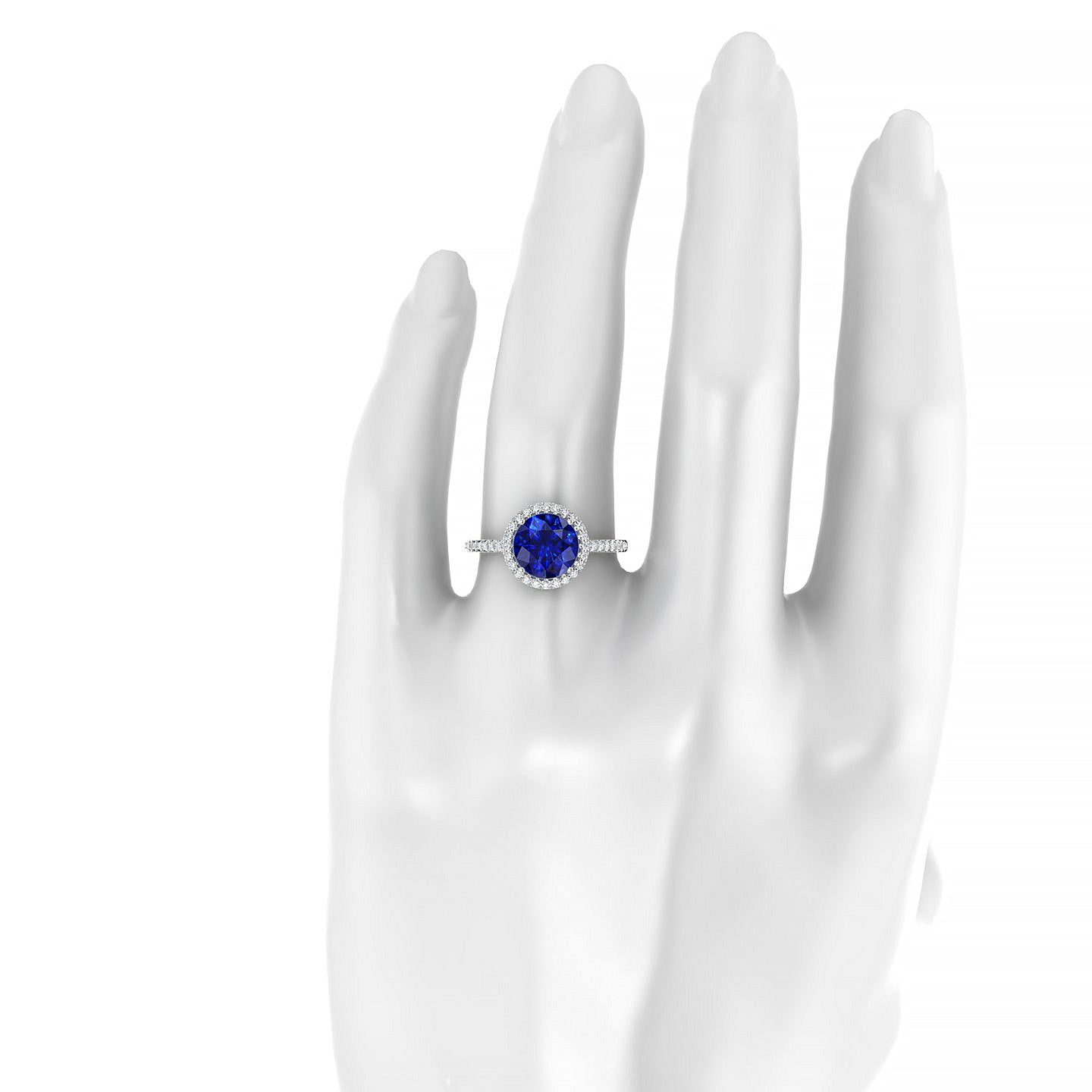 Sunrise | 18k White Gold 8 mm Round Sapphire Ring