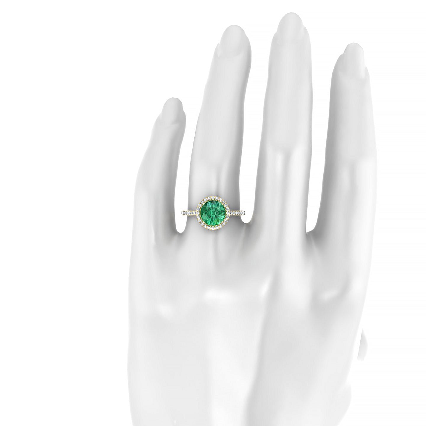 Sunrise | 18k Yellow Gold 8 mm Round Emerald Ring