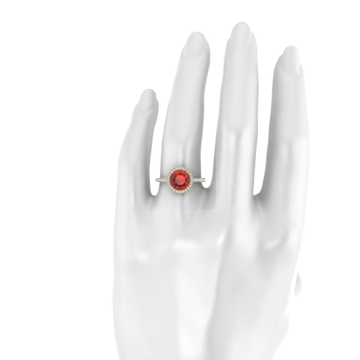 Sunrise | 18k Yellow Gold 8 mm Round Garnet Ring
