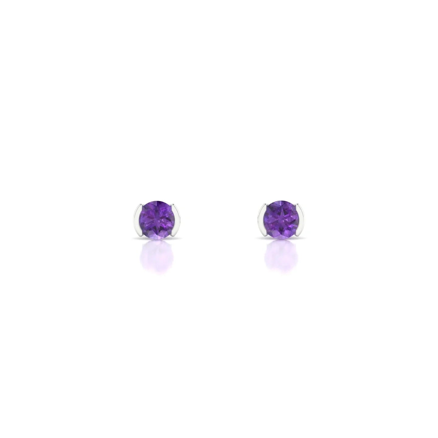 Suspense | 18k White Gold 3 mm Round Amethyst Earrings