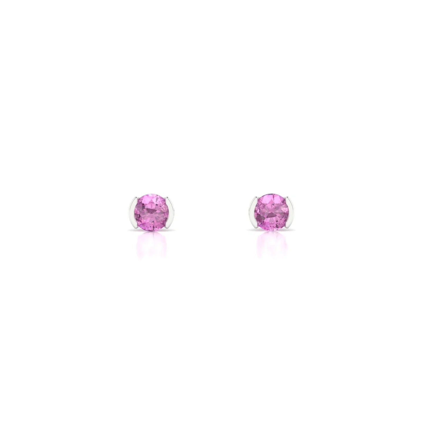 Suspense | 18k White Gold 3 mm Round Pink Sapphire Earrings