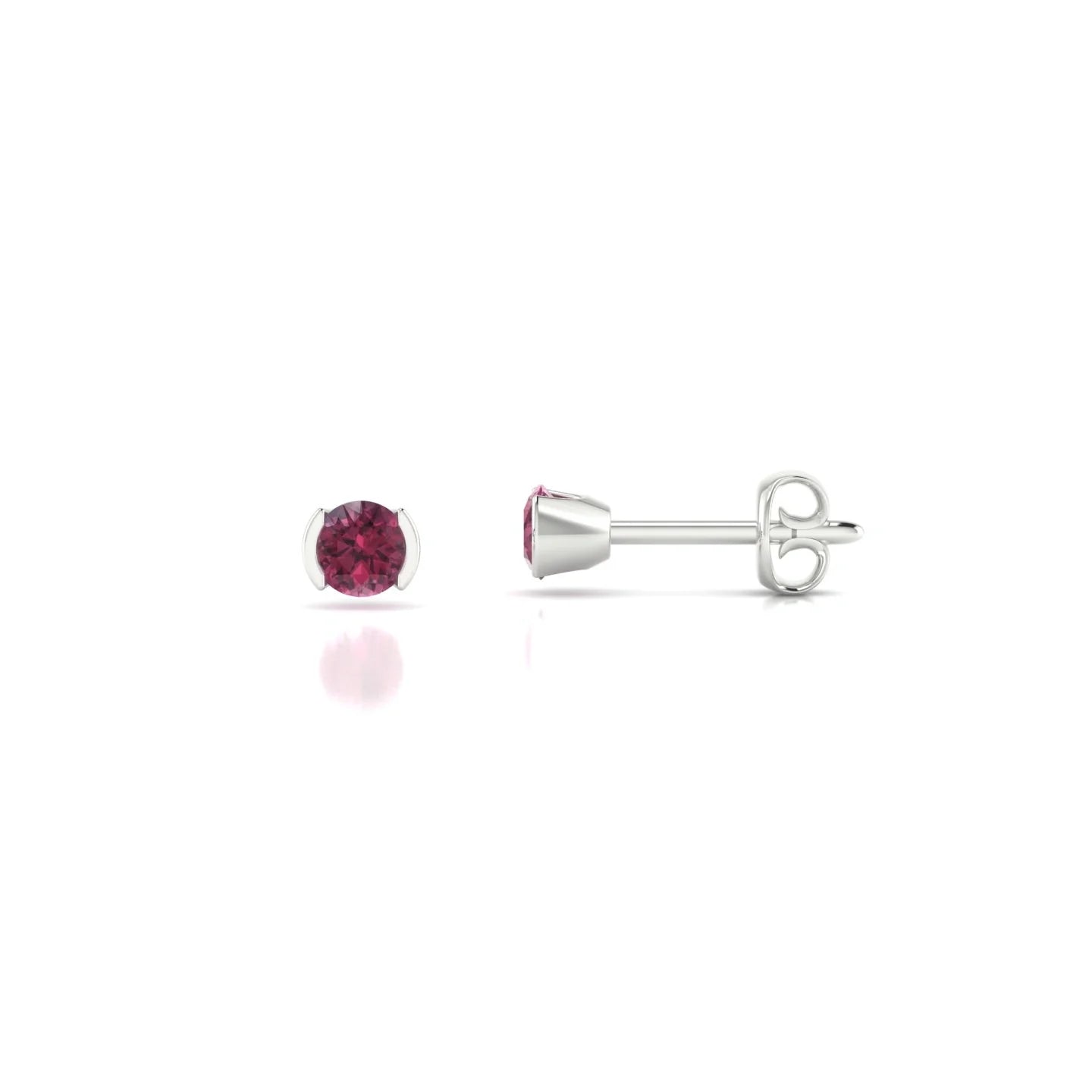Suspense | 18k White Gold 3 mm Round Rhodolite Earrings
