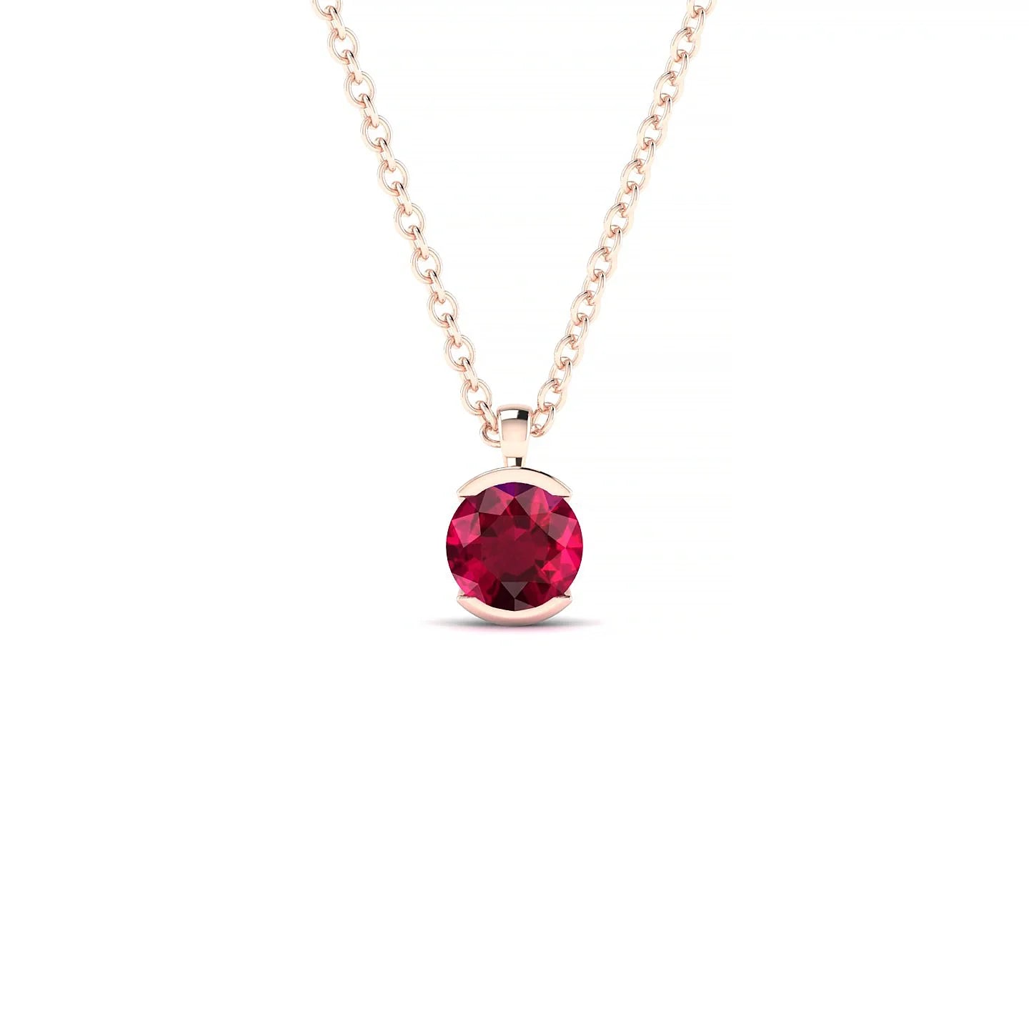 Suspense | 18k Rose Gold 4.5 mm Round Ruby Pendant