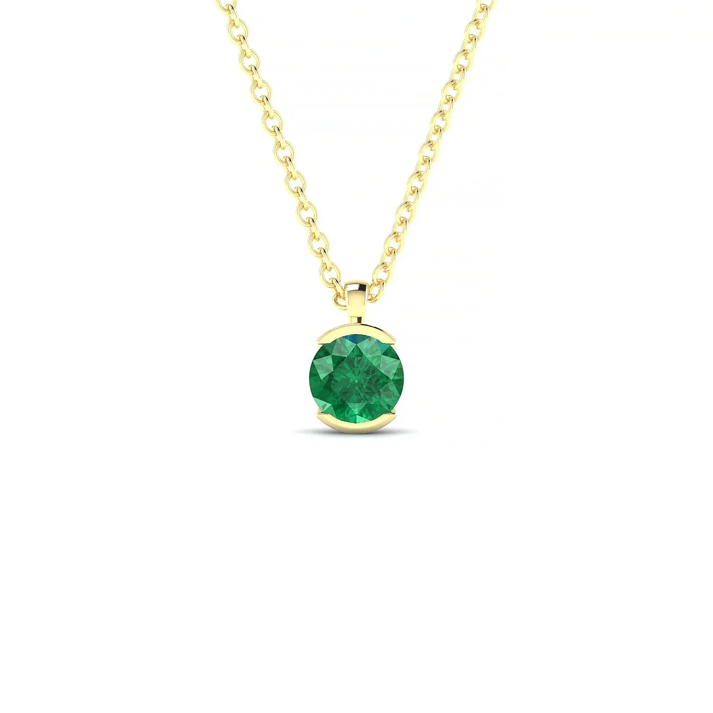 Suspense | 18k Yellow Gold 4.5 mm Round Emerald Pendant