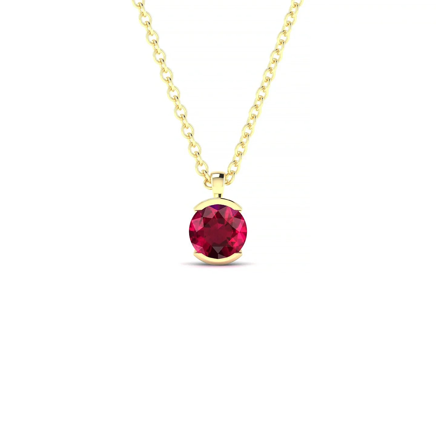 Suspense | 18k Yellow Gold 4.5 mm Round Ruby Pendant