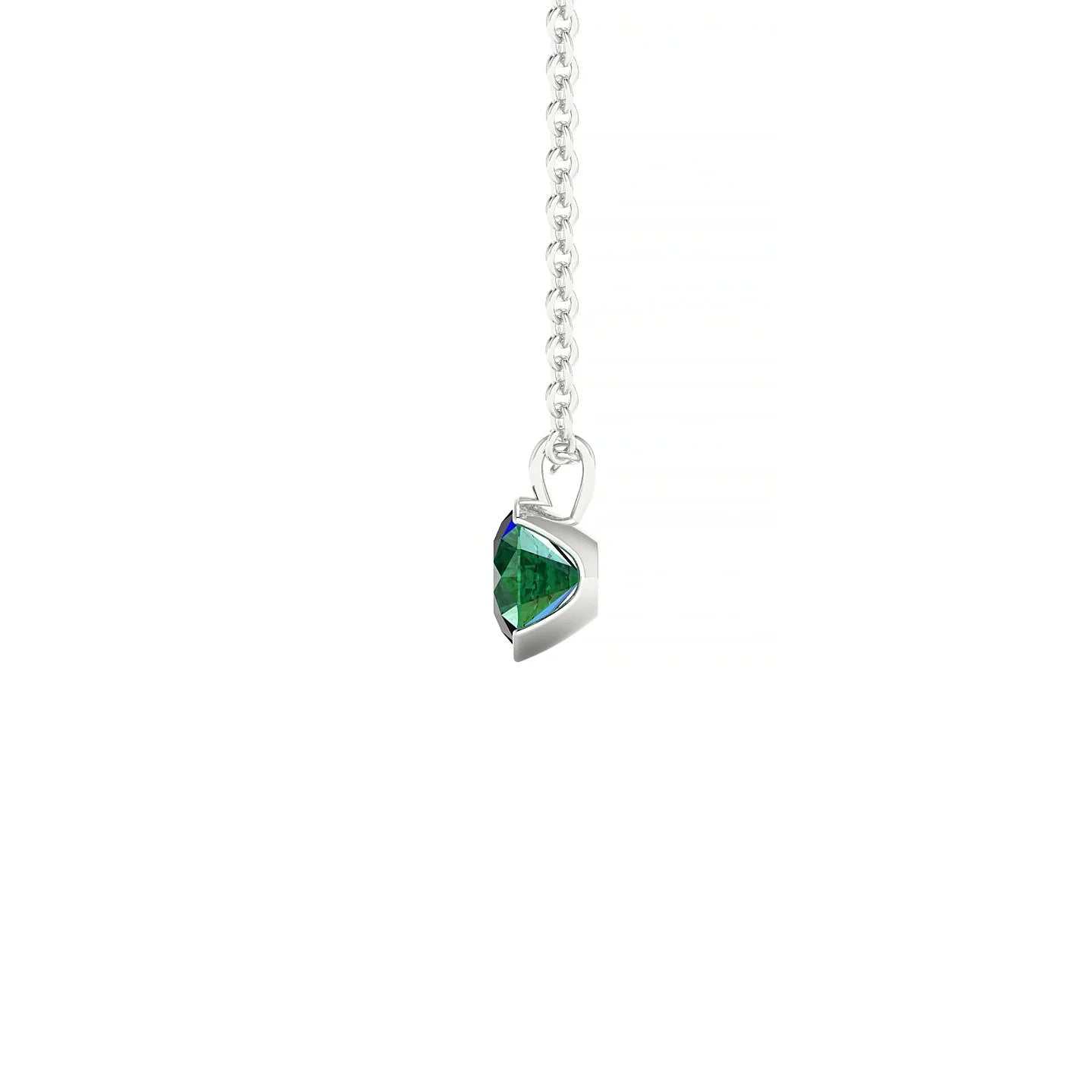 Suspense | 18k White Gold 4.5 mm Round Emerald Pendant