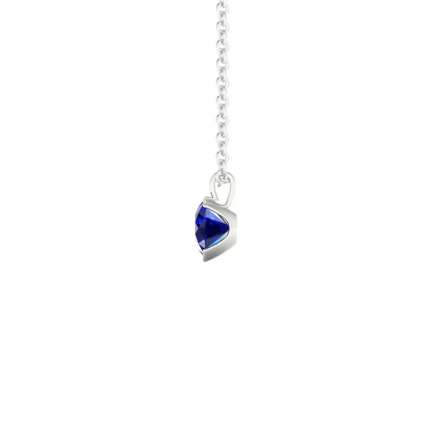 Suspense | 18k White Gold 4.5 mm Round Sapphire Pendant