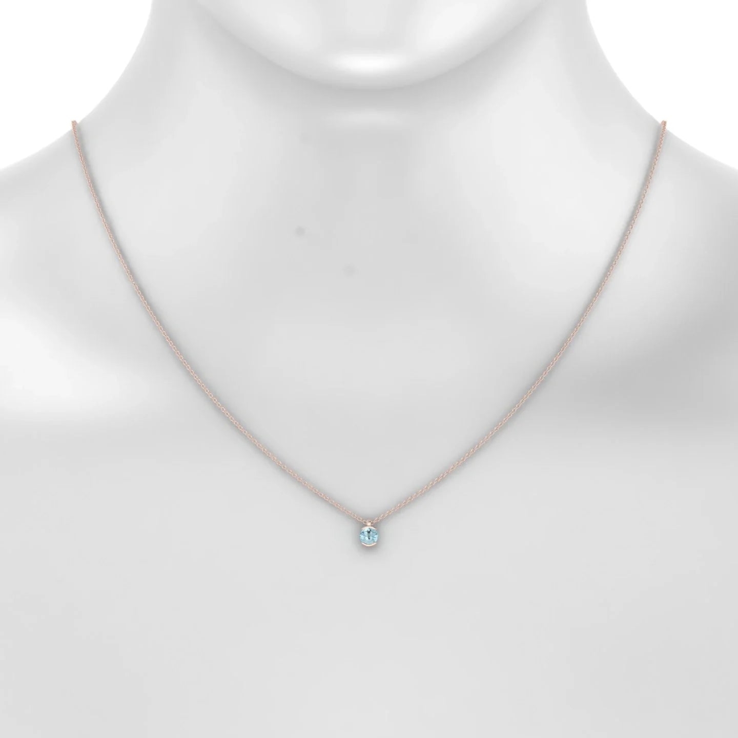 Suspense | 18k Rose Gold 4.5 mm Round Aquamarine Pendant
