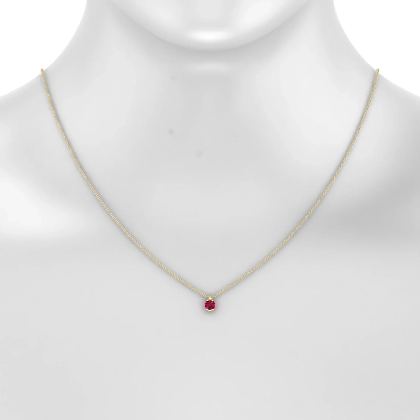 Suspense | 18k Yellow Gold 4.5 mm Round Ruby Pendant