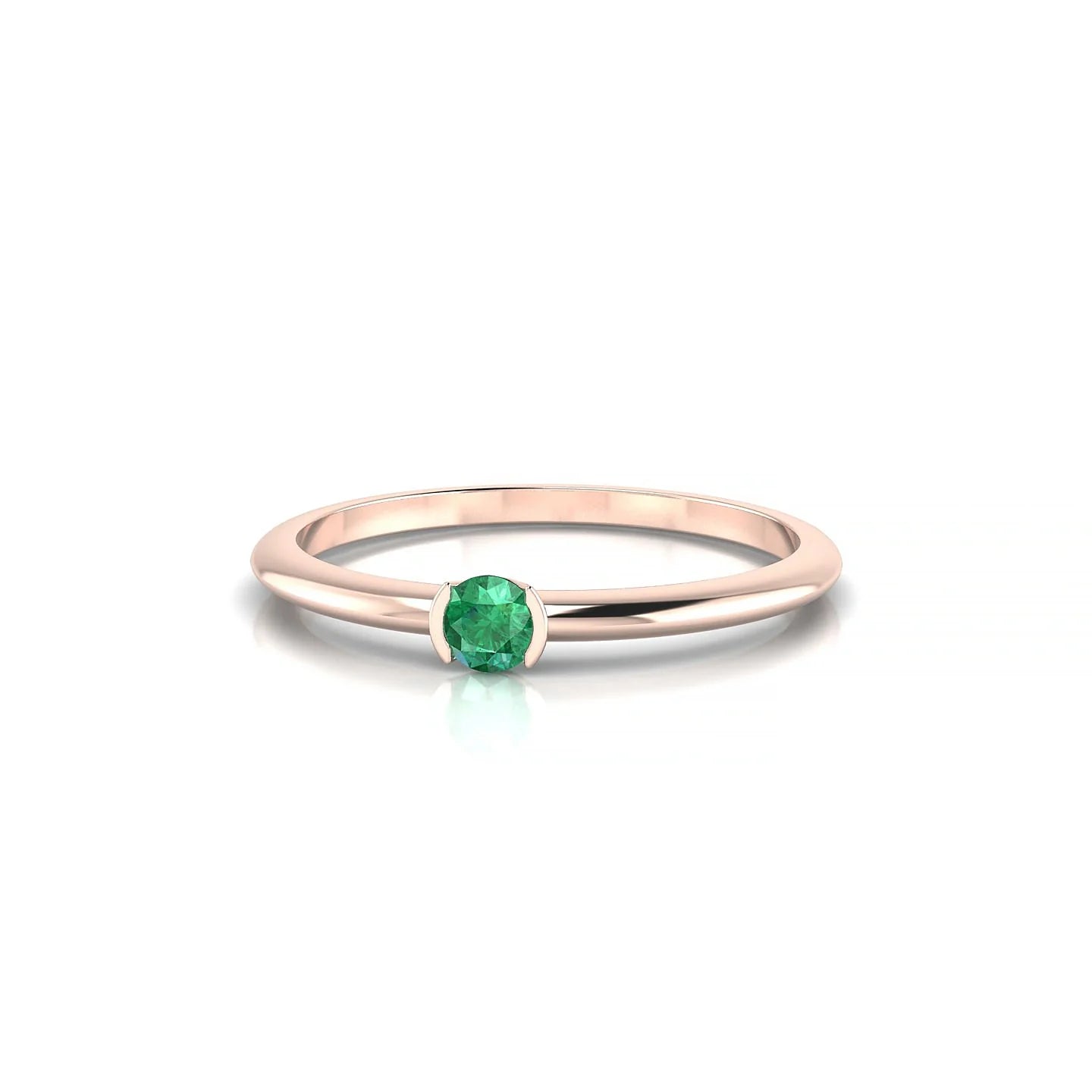 Suspense | 18k Rose Gold 3 mm Round Emerald Ring