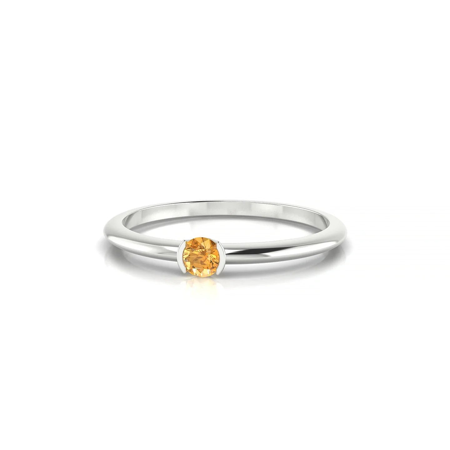 Suspense | 18k White Gold 3 mm Round Citrine Ring