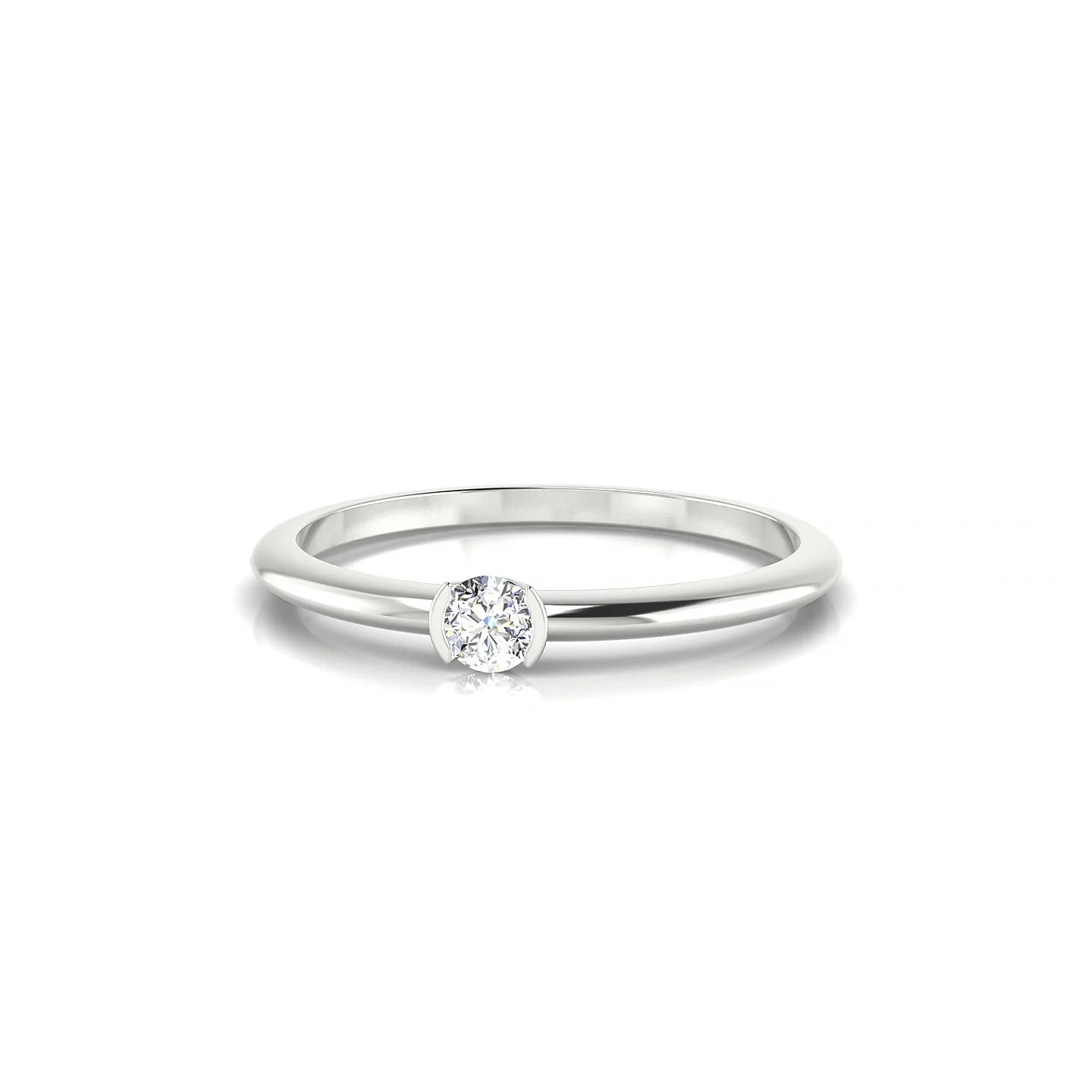 Suspense | 18k White Gold 3 mm Round Diamond Ring