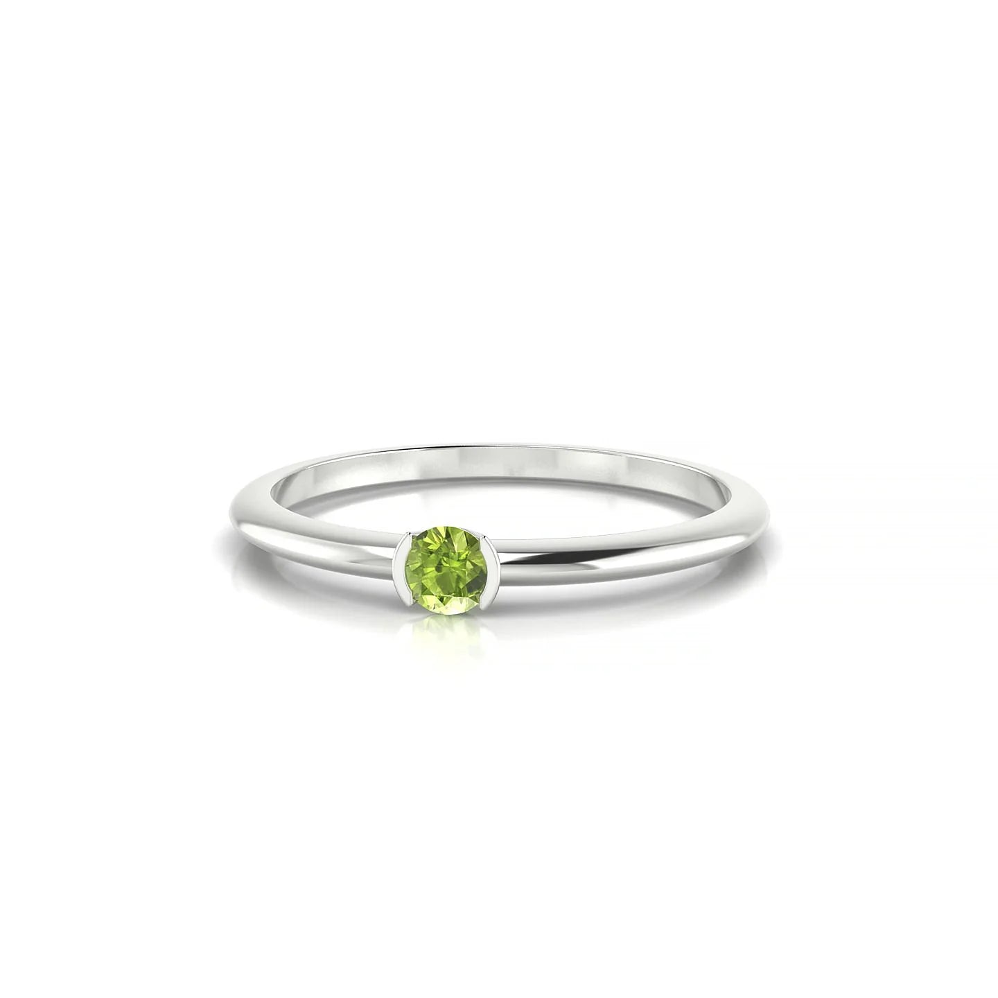 Suspense | 18k White Gold 3 mm Round Peridot Ring