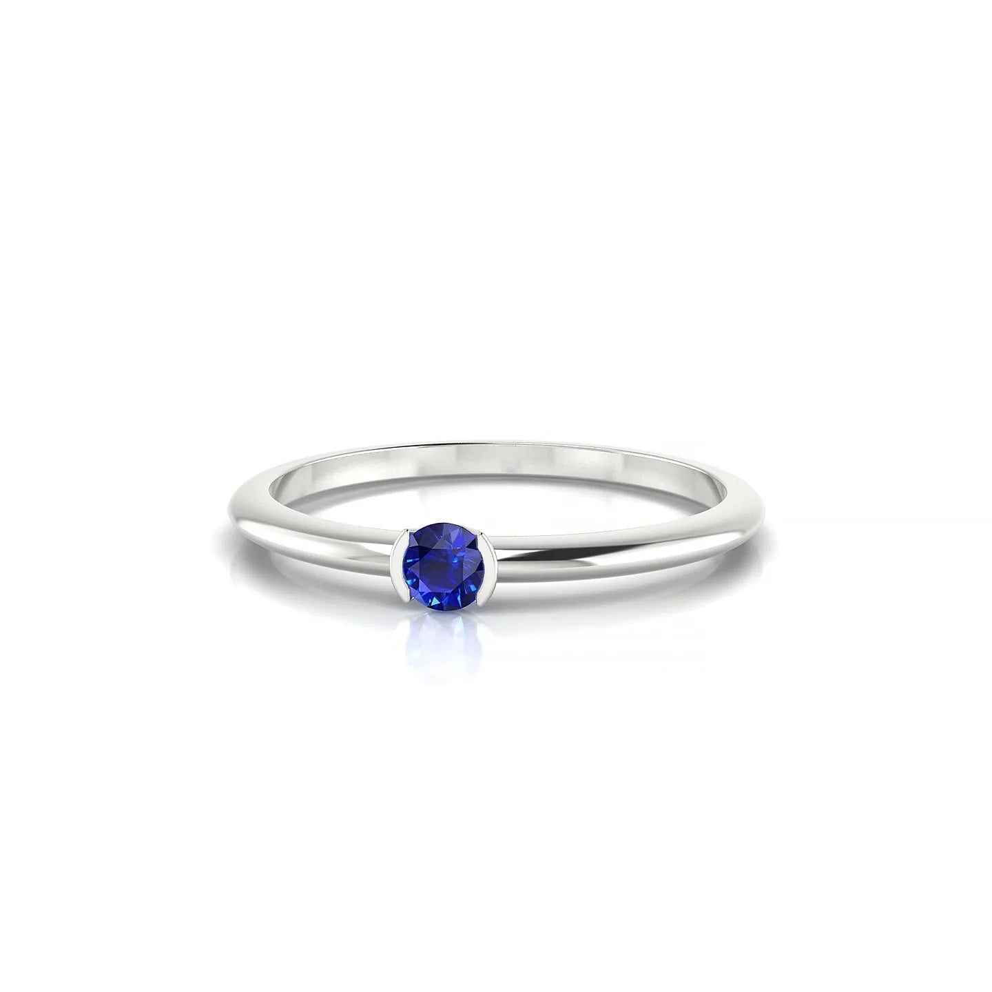 Suspense | 18k White Gold 3 mm Round Sapphire Ring
