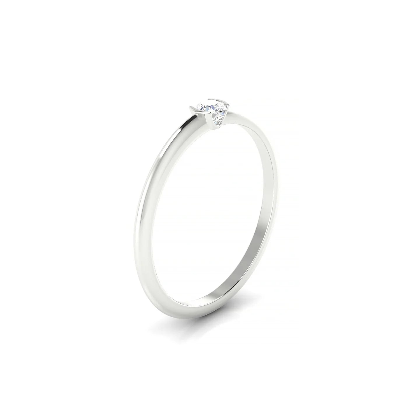 Suspense | 18k White Gold 3 mm Round Diamond Ring