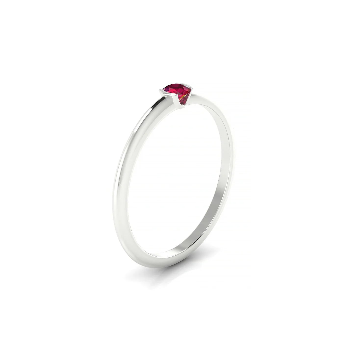 Suspense | 18k White Gold 3 mm Round Ruby Ring