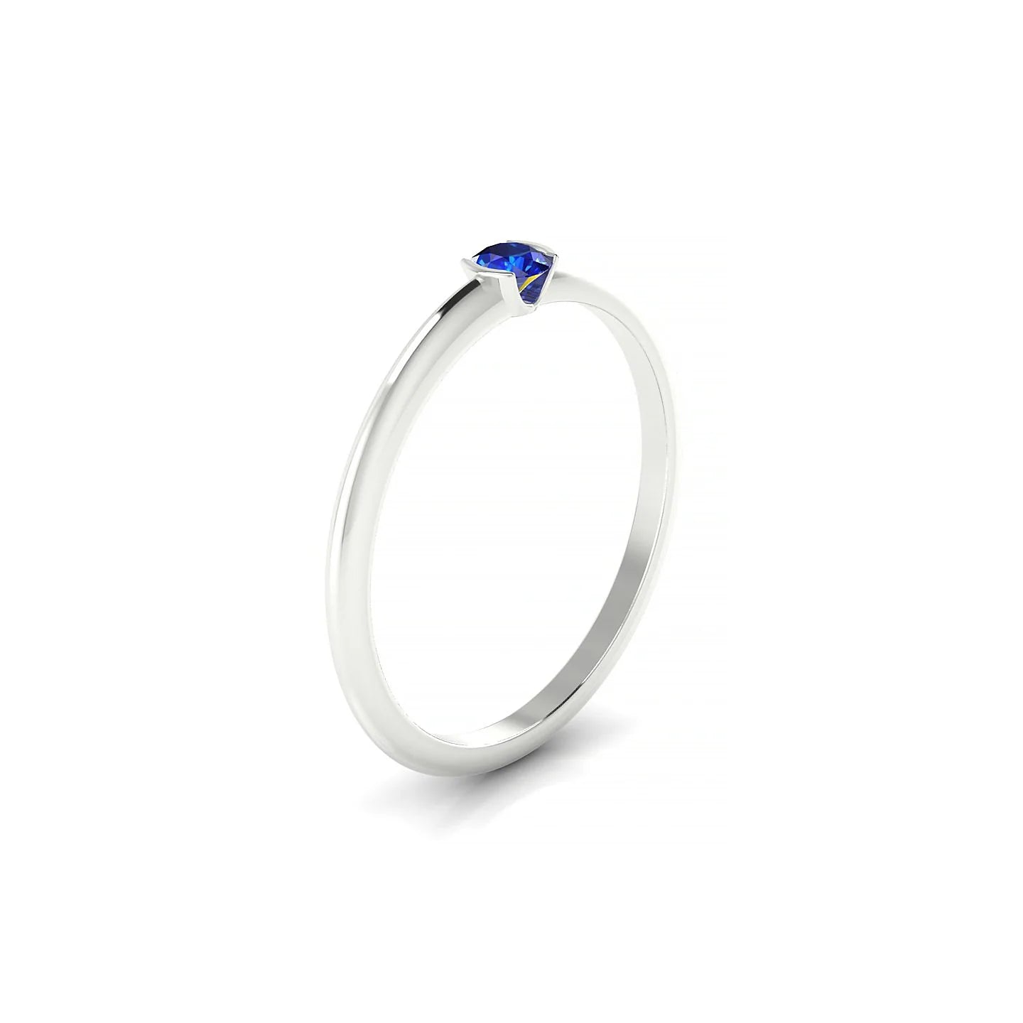 Suspense | 18k White Gold 3 mm Round Sapphire Ring