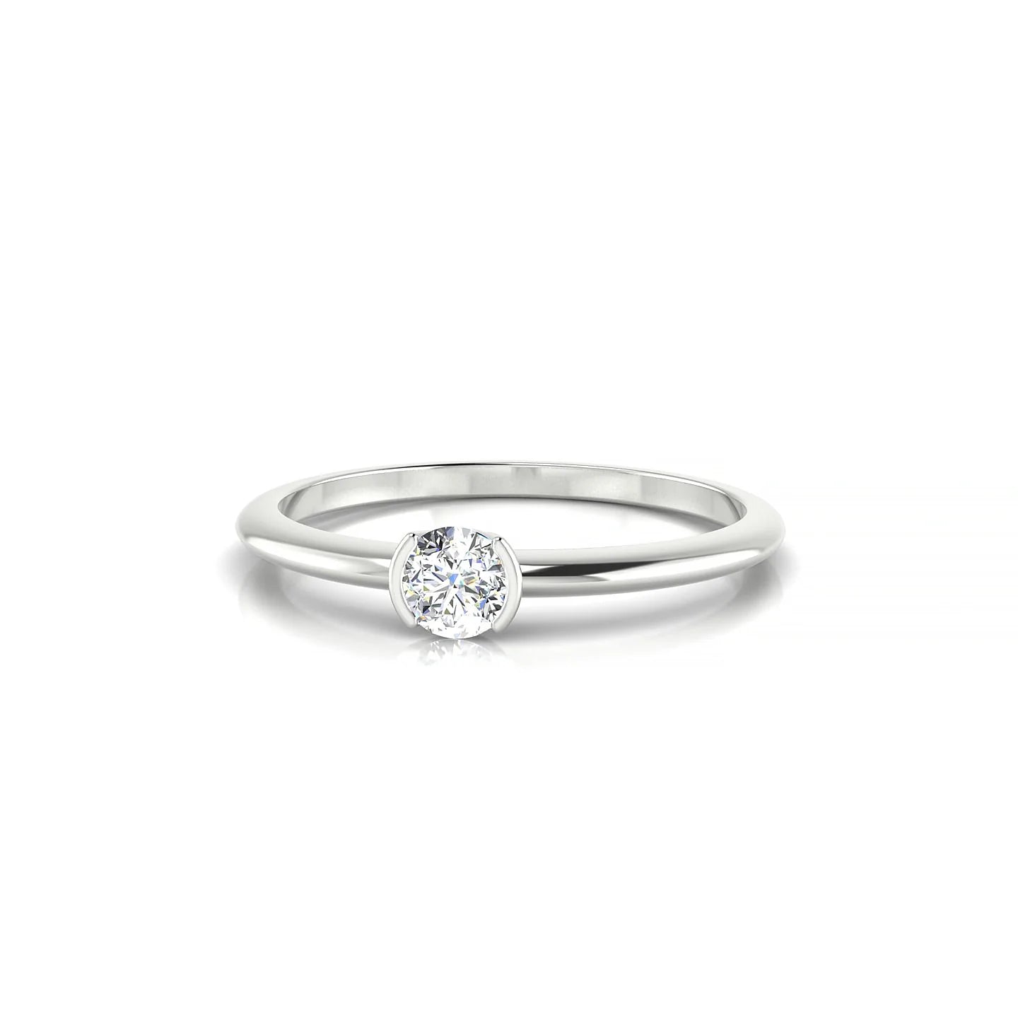 Suspense | 18k White Gold 3.7 mm Round Diamond Ring
