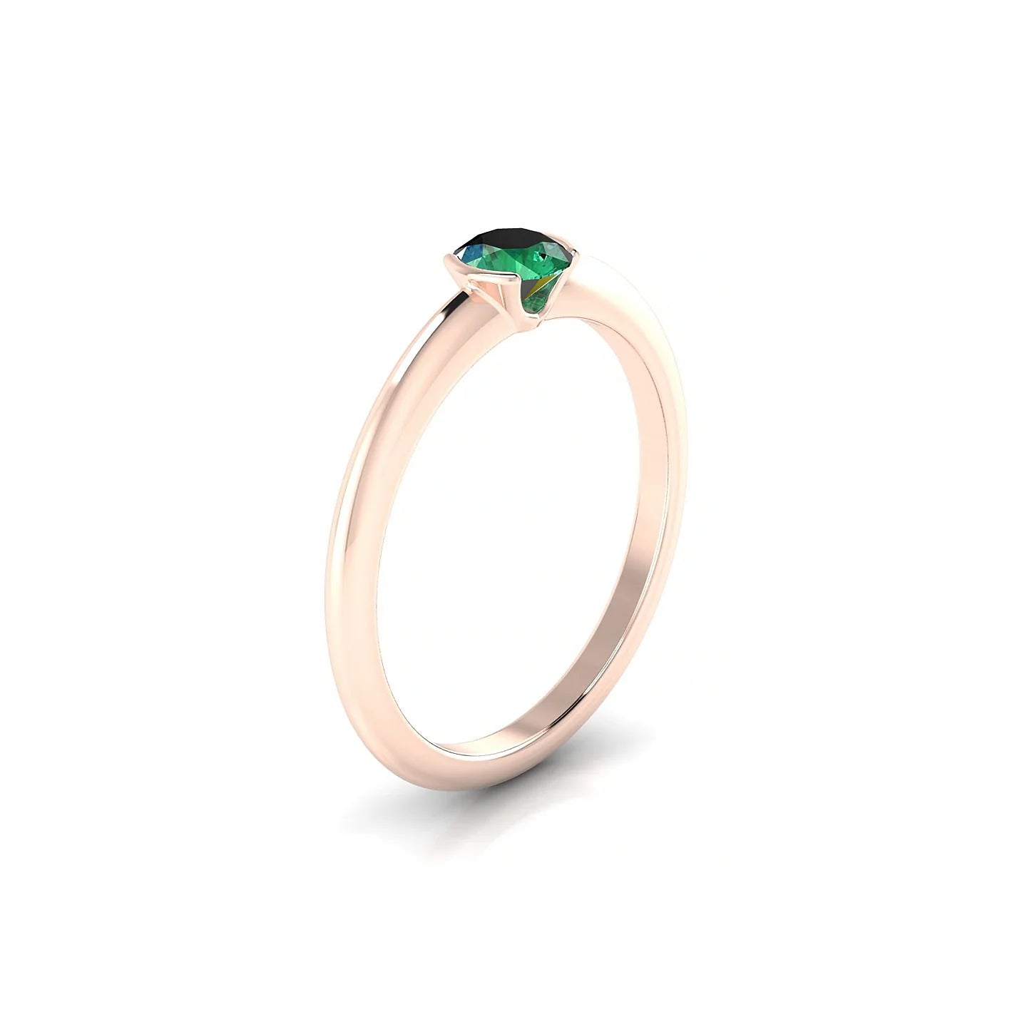 Suspense | 18k Rose Gold 4.5 mm Round Emerald Ring