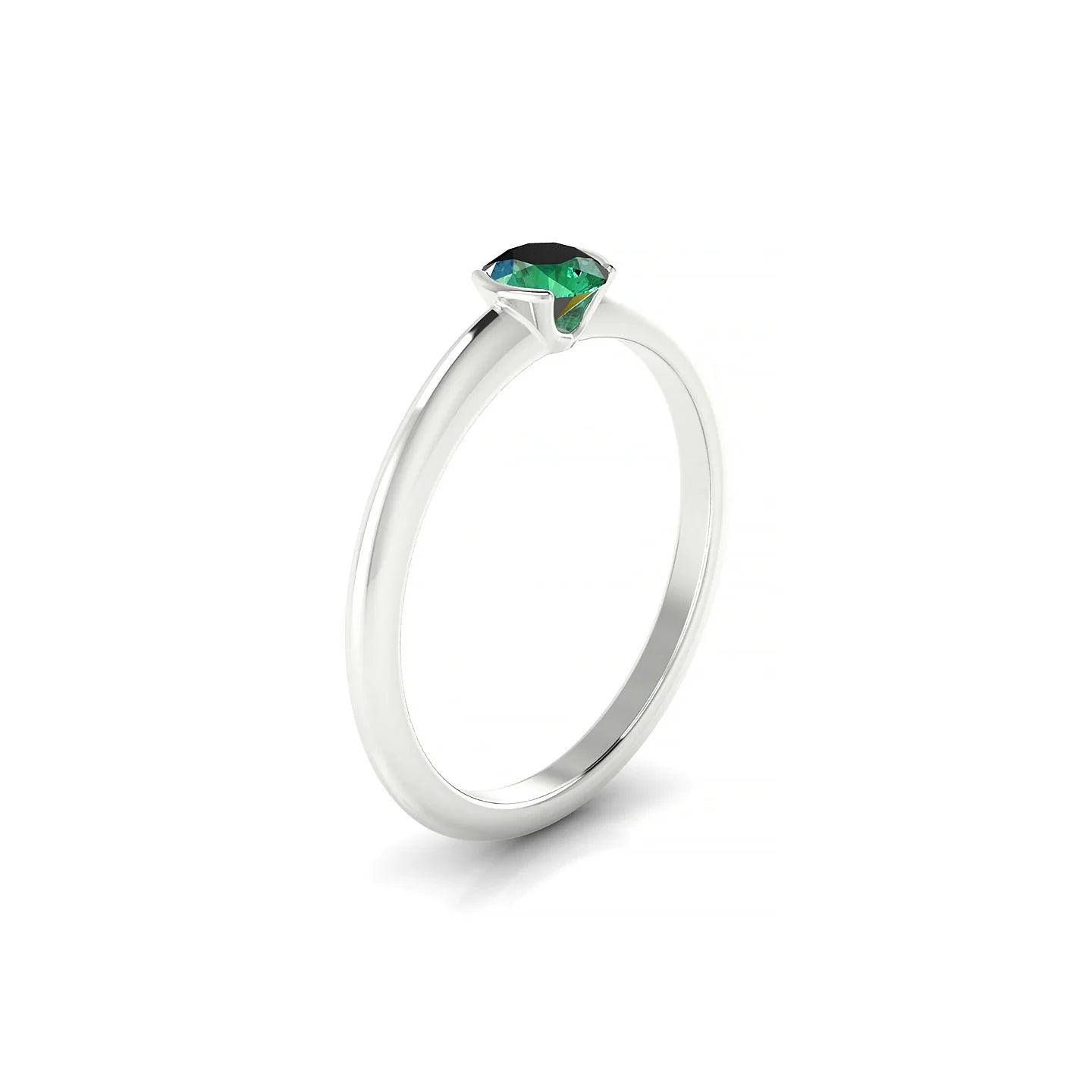 Suspense | 18k White Gold 4.5 mm Round Emerald Ring