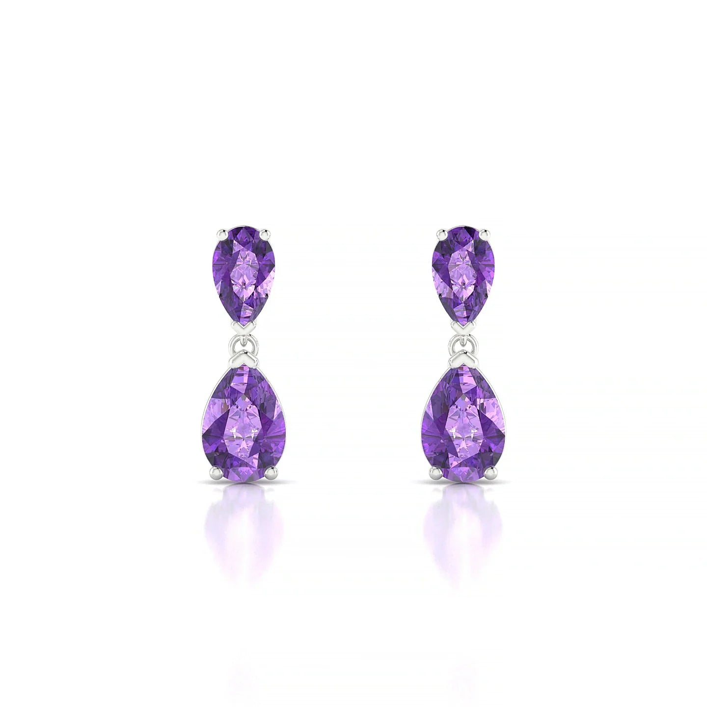 Sway | 18k White Gold 6 x 4 mm Pear Amethyst Earrings