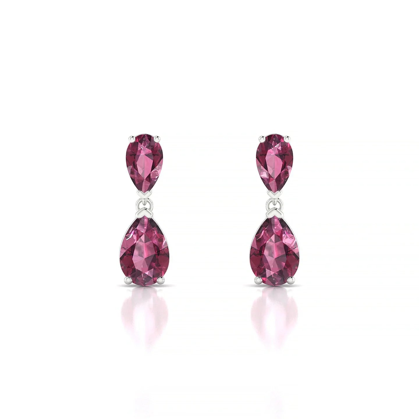 Sway | 18k White Gold 6 x 4 mm Pear Rhodolite Earrings