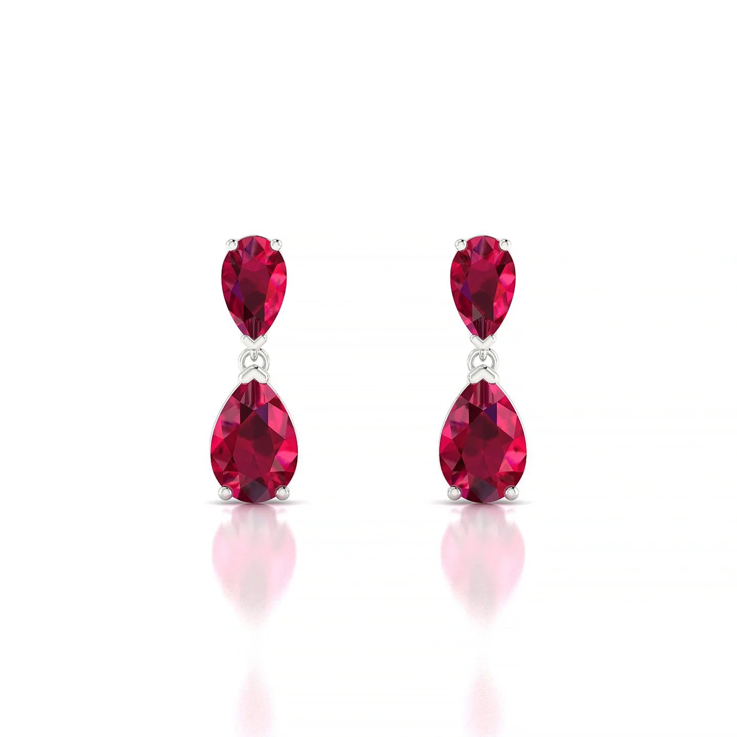 Sway | 18k White Gold 6 x 4 mm Pear Ruby Earrings