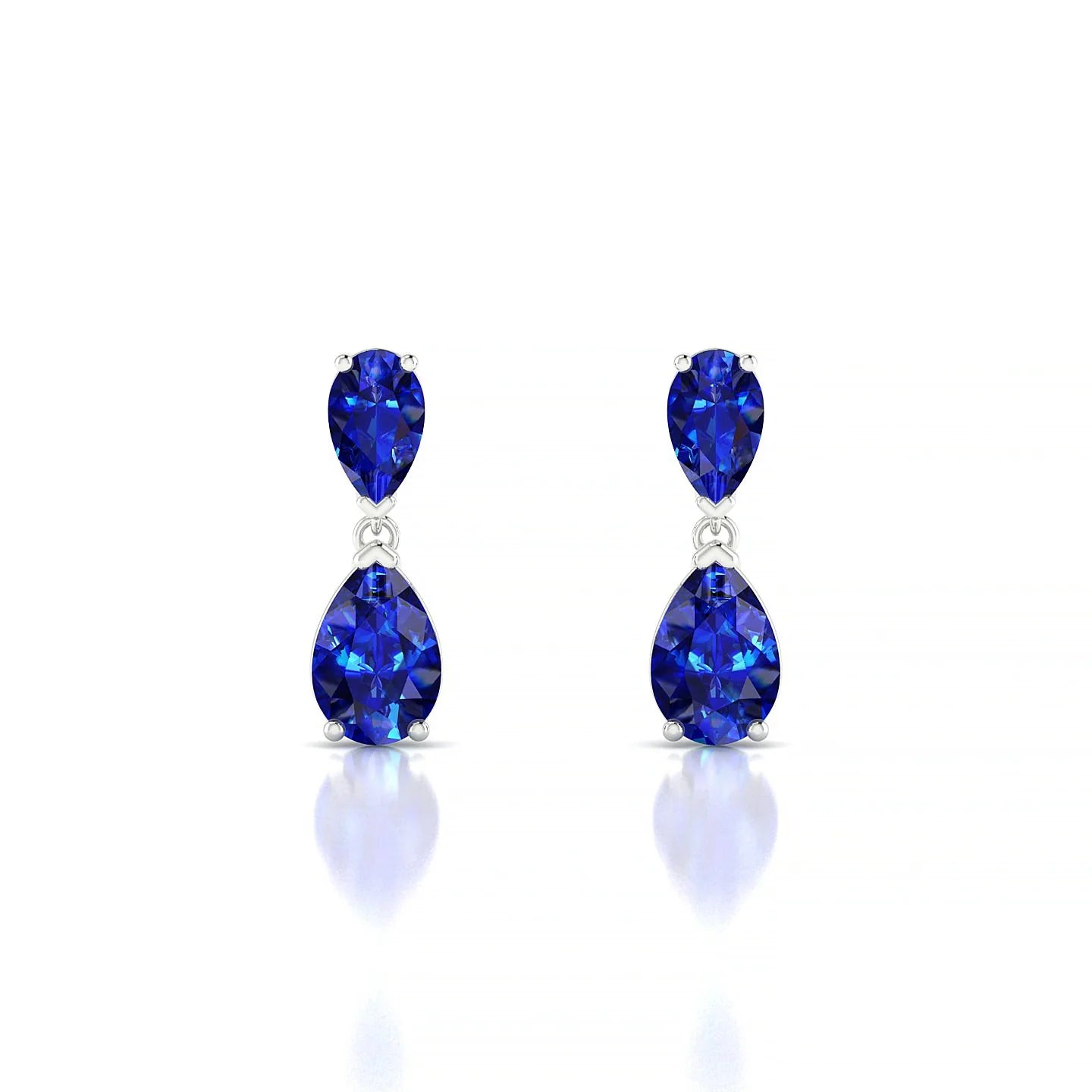 Sway | 18k White Gold 6 x 4 mm Pear Sapphire Earrings