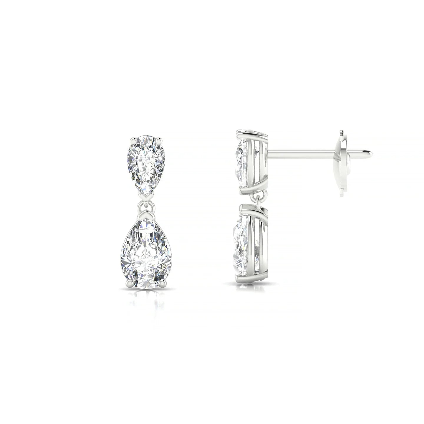 Sway | 18k White Gold 6 x 4 mm Pear Diamond Earrings