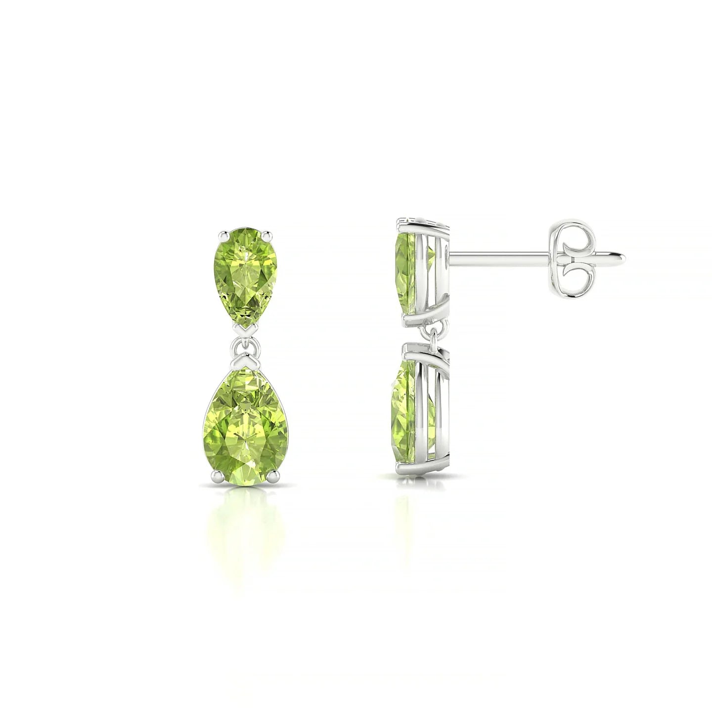 Sway | 18k White Gold 6 x 4 mm Pear Peridot Earrings