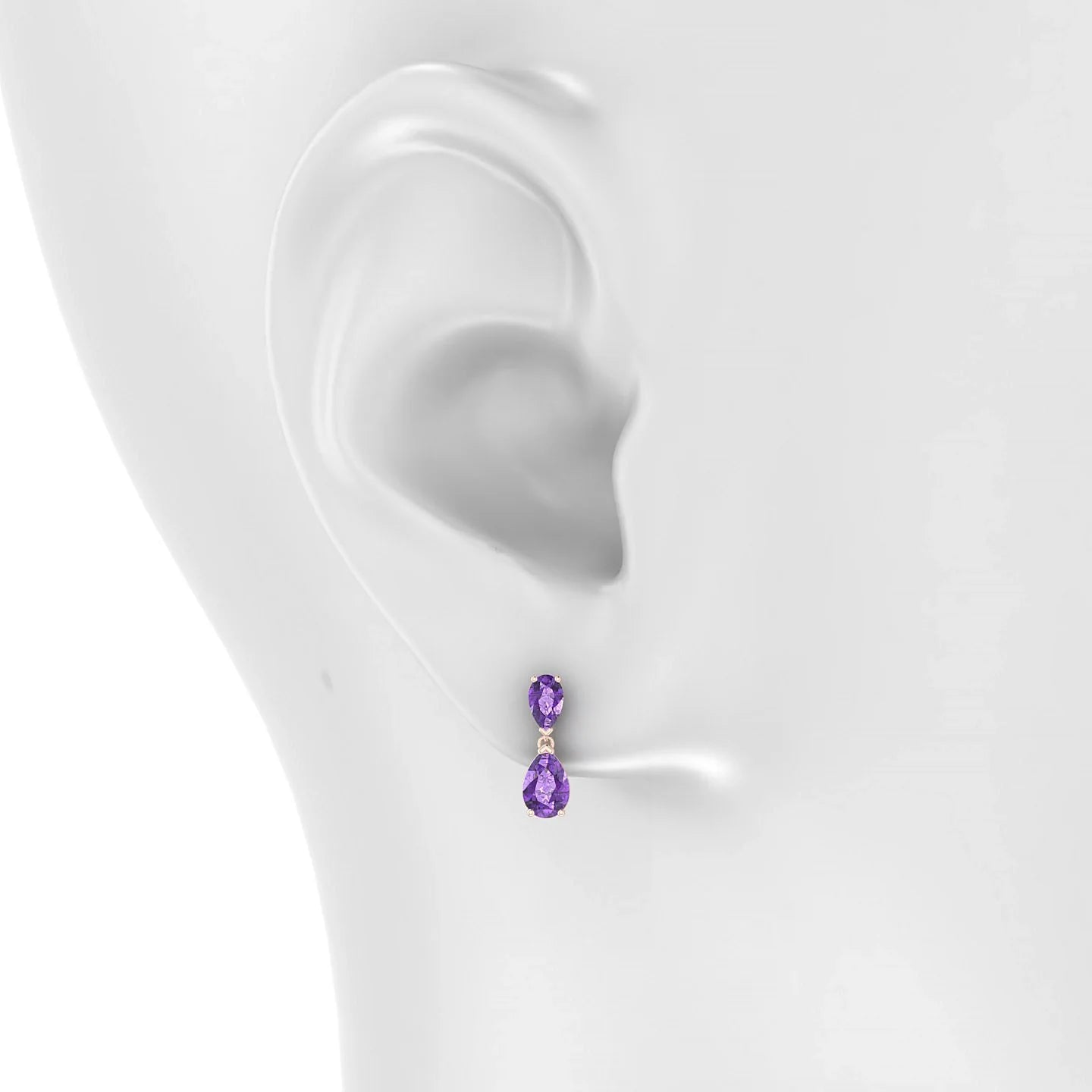 Sway | 18k Rose Gold 6 x 4 mm Pear Amethyst Earrings