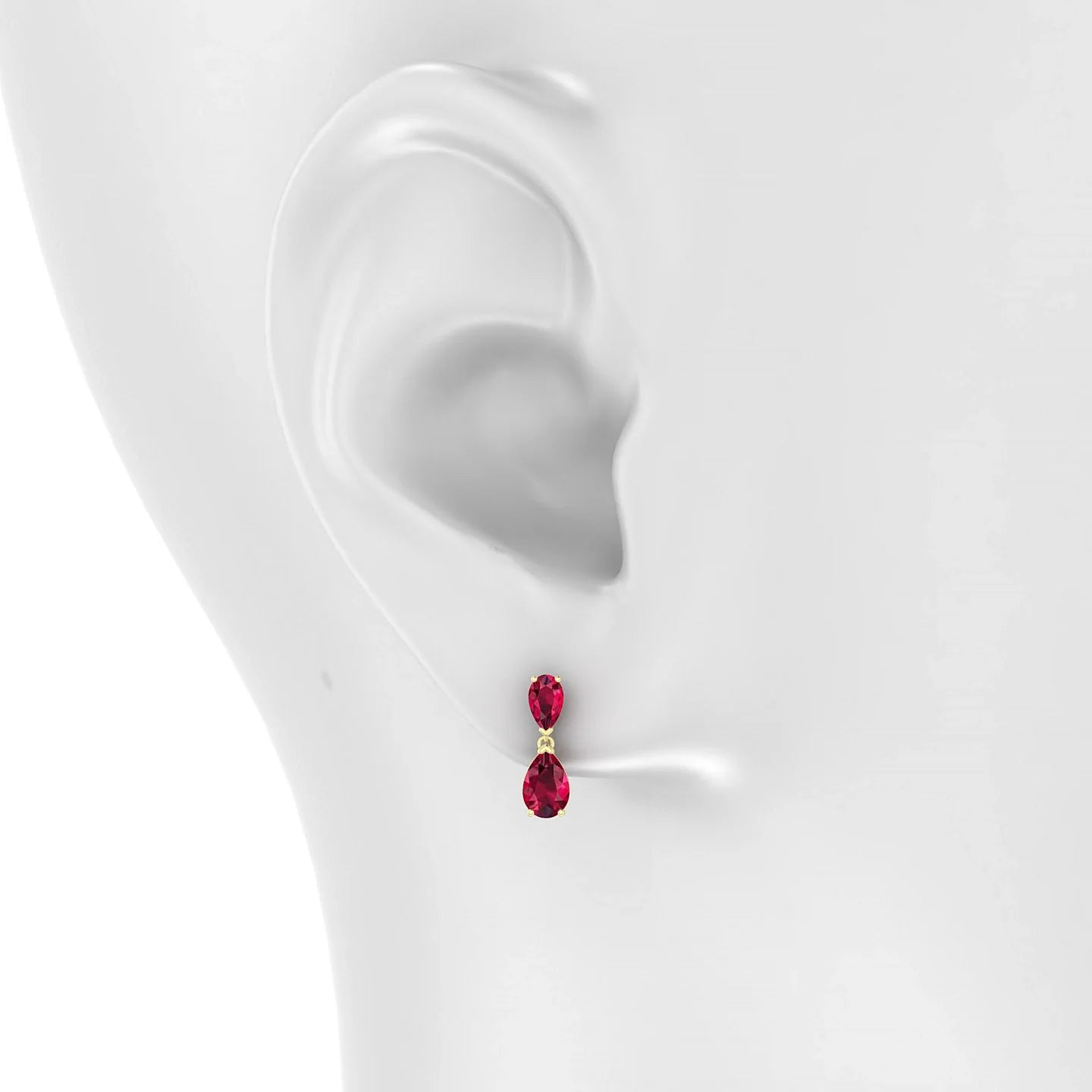 Sway | 18k Yellow Gold 6 x 4 mm Pear Ruby Earrings