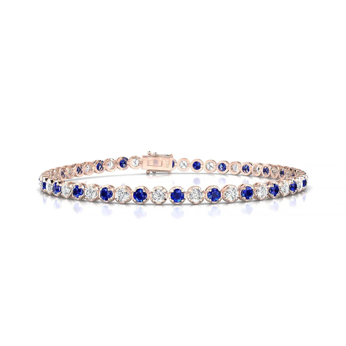 Tiger 1-1 | 18k Rose Gold 2.5 mm Round Natural Sapphire Tennis Bracelet