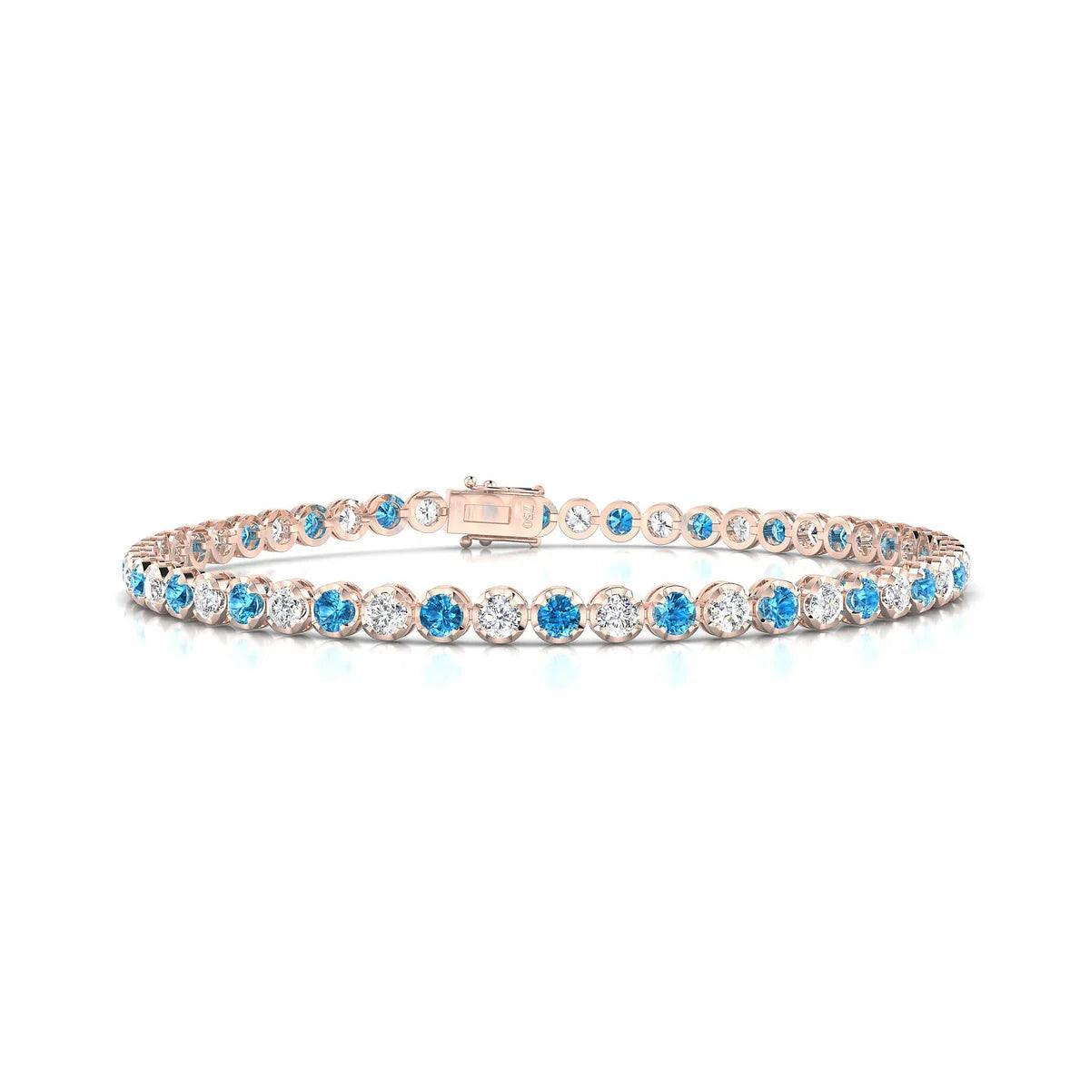 Tiger 1-1 | 18k Rose Gold 2.5 mm Round Natural Topaz Tennis Bracelet
