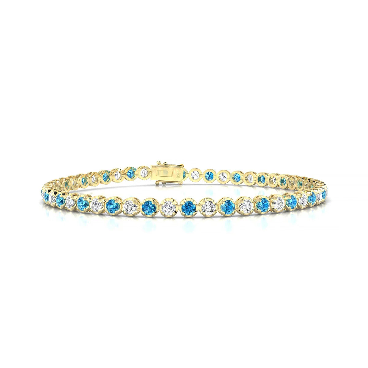 Tiger 1-1 | 18k Yellow Gold 2.5 mm Round Natural Topaz Tennis Bracelet