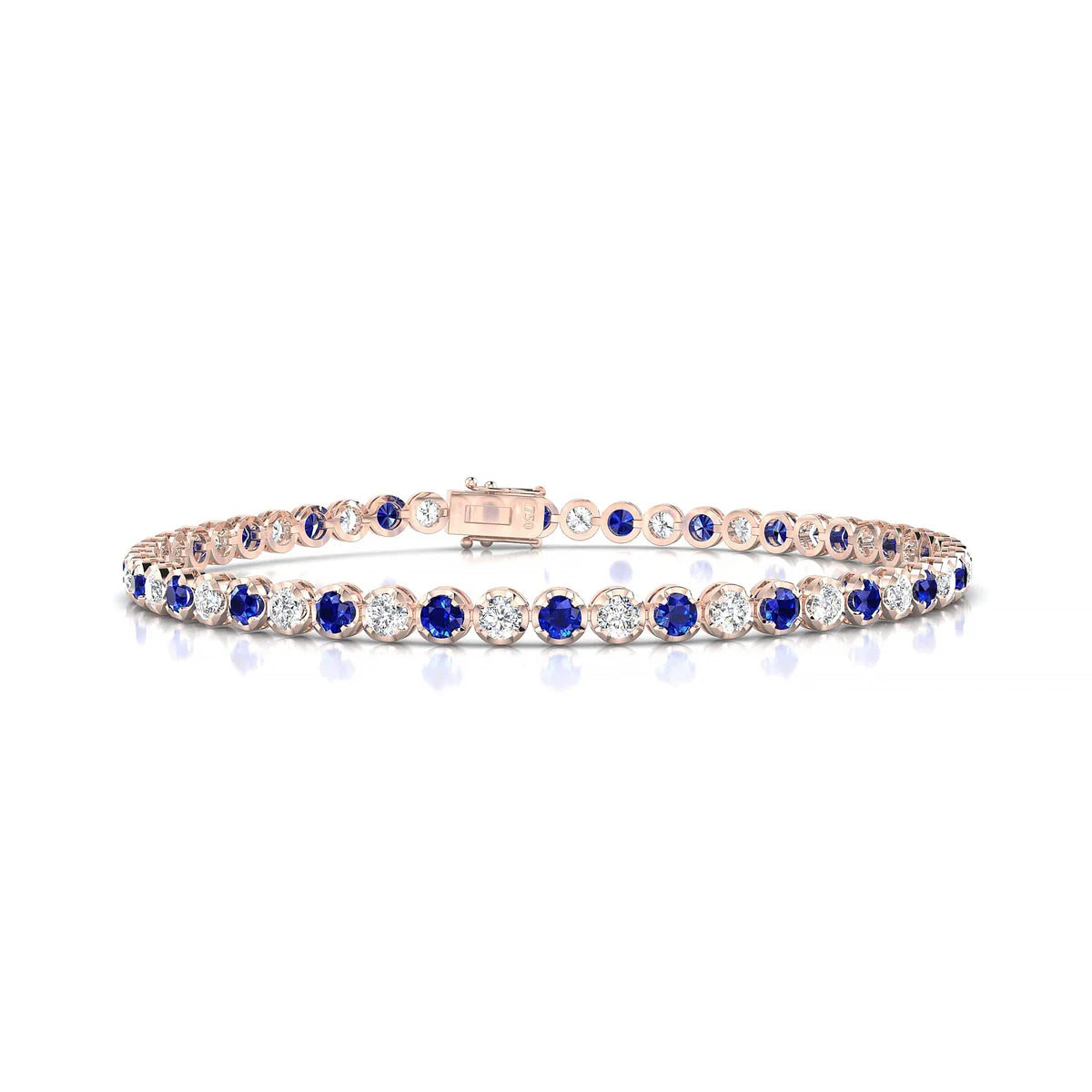 Tiger 1-1 | 18k Rose Gold 2.5 mm Round Natural Sapphire Tennis Bracelet