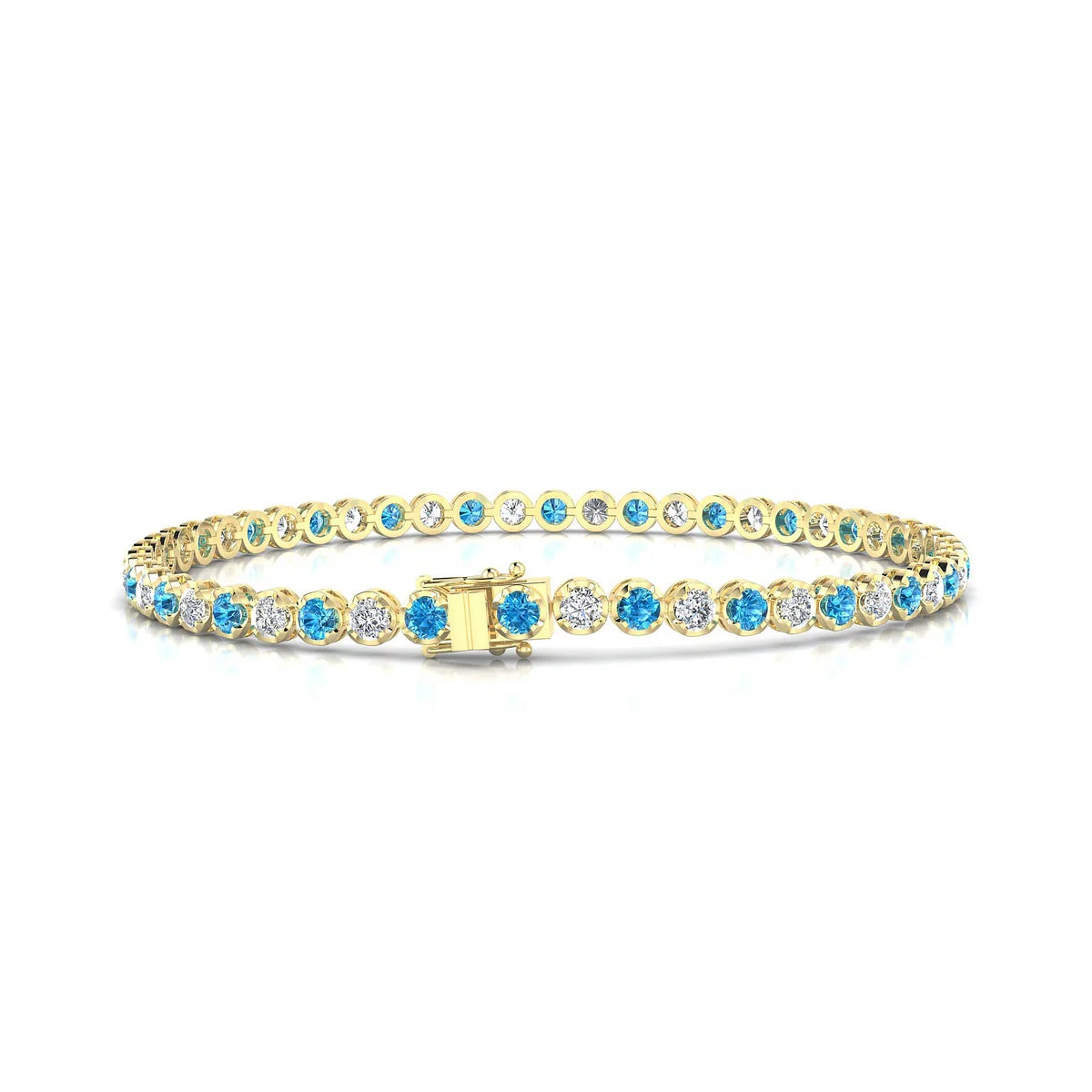 Tiger 1-1 | 18k Yellow Gold 2.5 mm Round Natural Topaz Tennis Bracelet