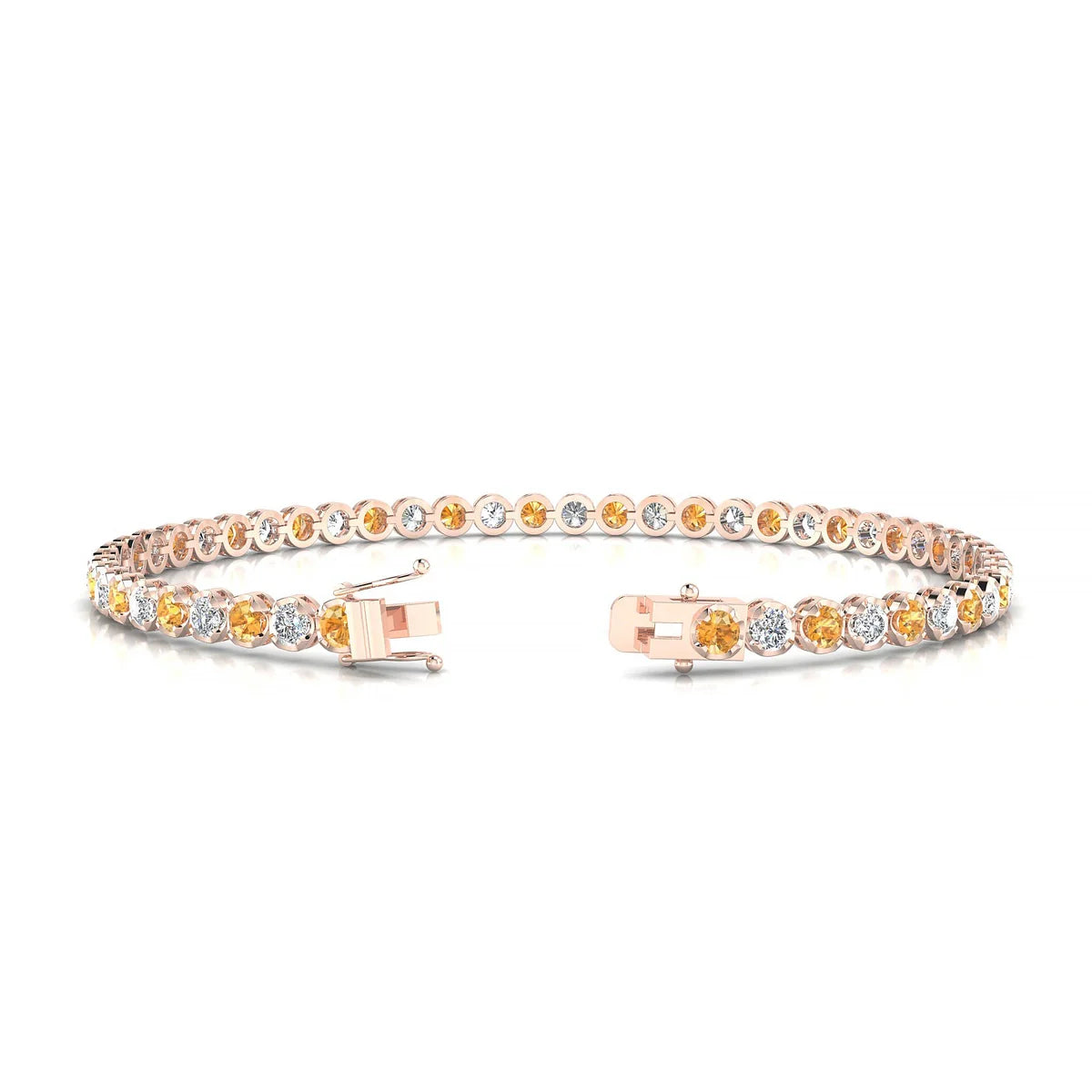 Tiger 1-1 | 18k Rose Gold 2.5 mm Round Natural Citrine Tennis Bracelet