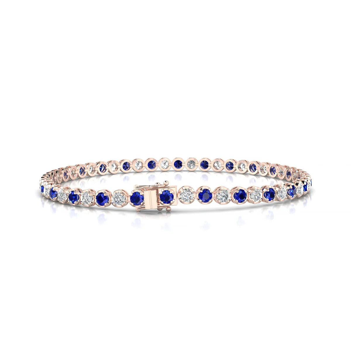 Tiger 1-1 | 18k Rose Gold 2.5 mm Round Natural Sapphire Tennis Bracelet