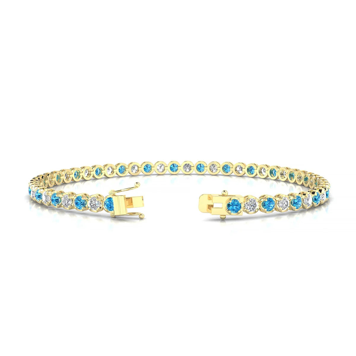 Tiger 1-1 | 18k Yellow Gold 2.5 mm Round Natural Topaz Tennis Bracelet