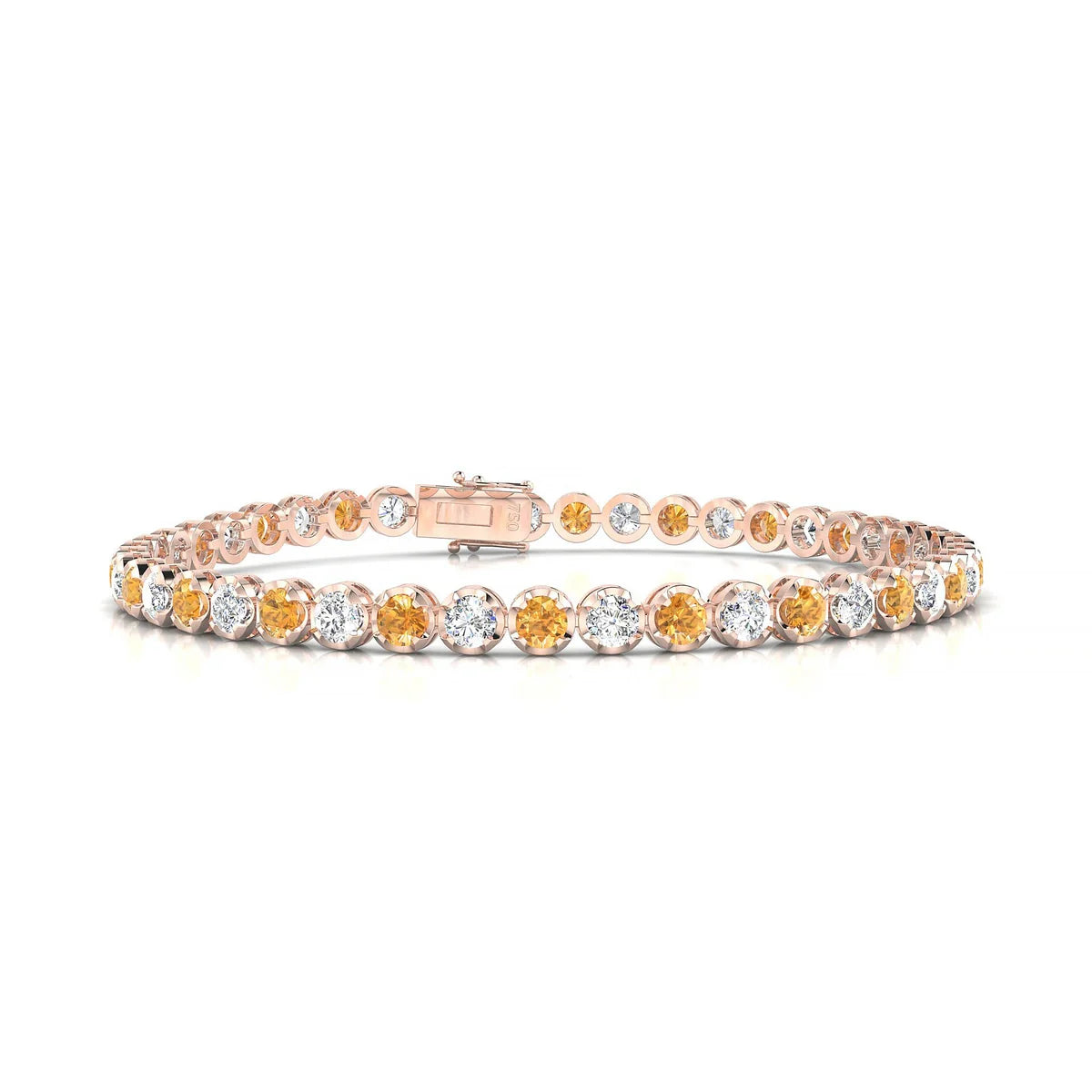 Tiger 1-1 | 18k Rose Gold 3 mm Round Natural Citrine Tennis Bracelet
