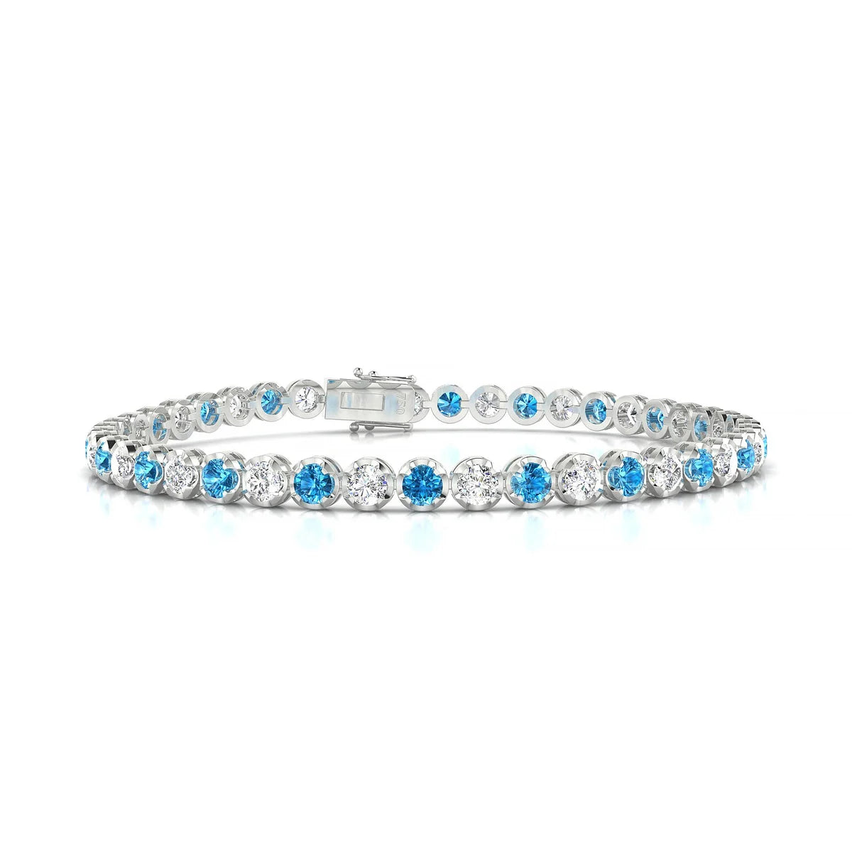 Tiger 1-1 | 18k White Gold 3 mm Round Natural Topaz Tennis Bracelet