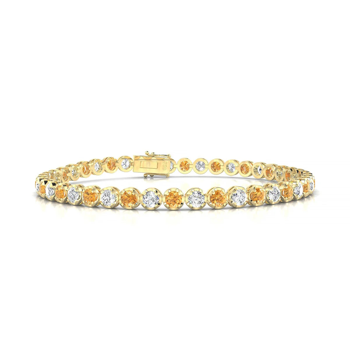 Tiger 1-1 | 18k Yellow Gold 3 mm Round Natural Citrine Tennis Bracelet